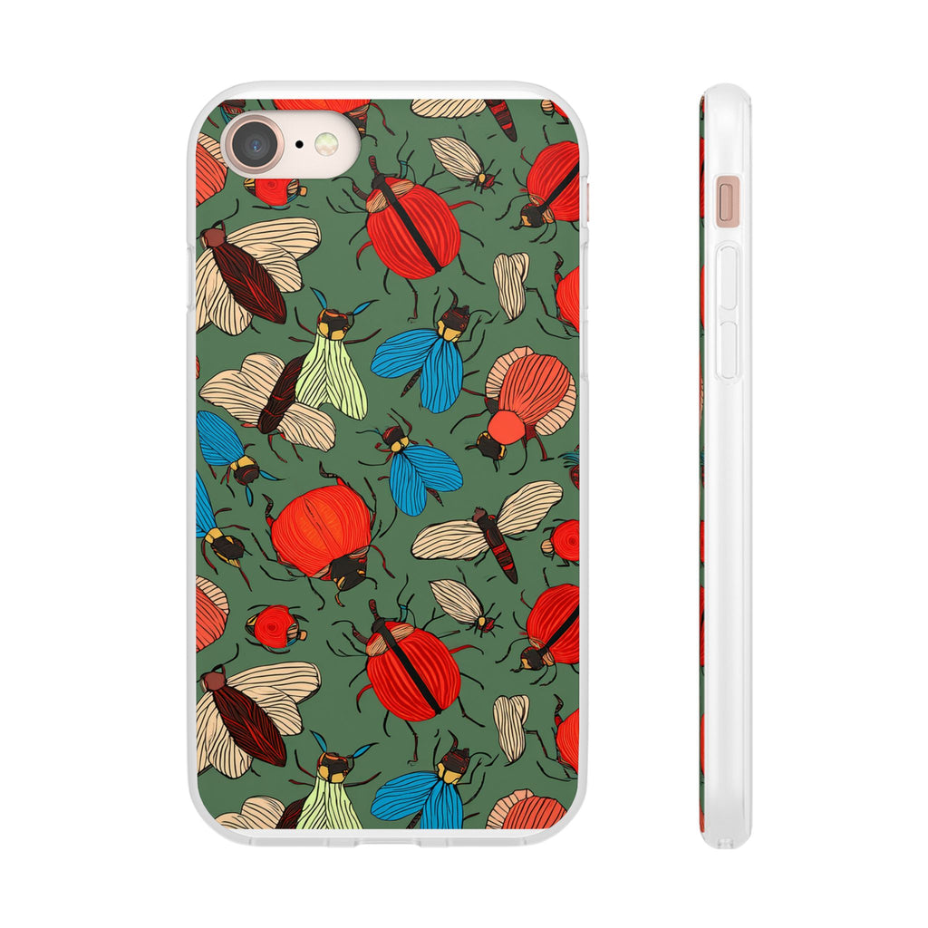 Bug Pattern Phone Case — Colorful Beetles & Flies Design