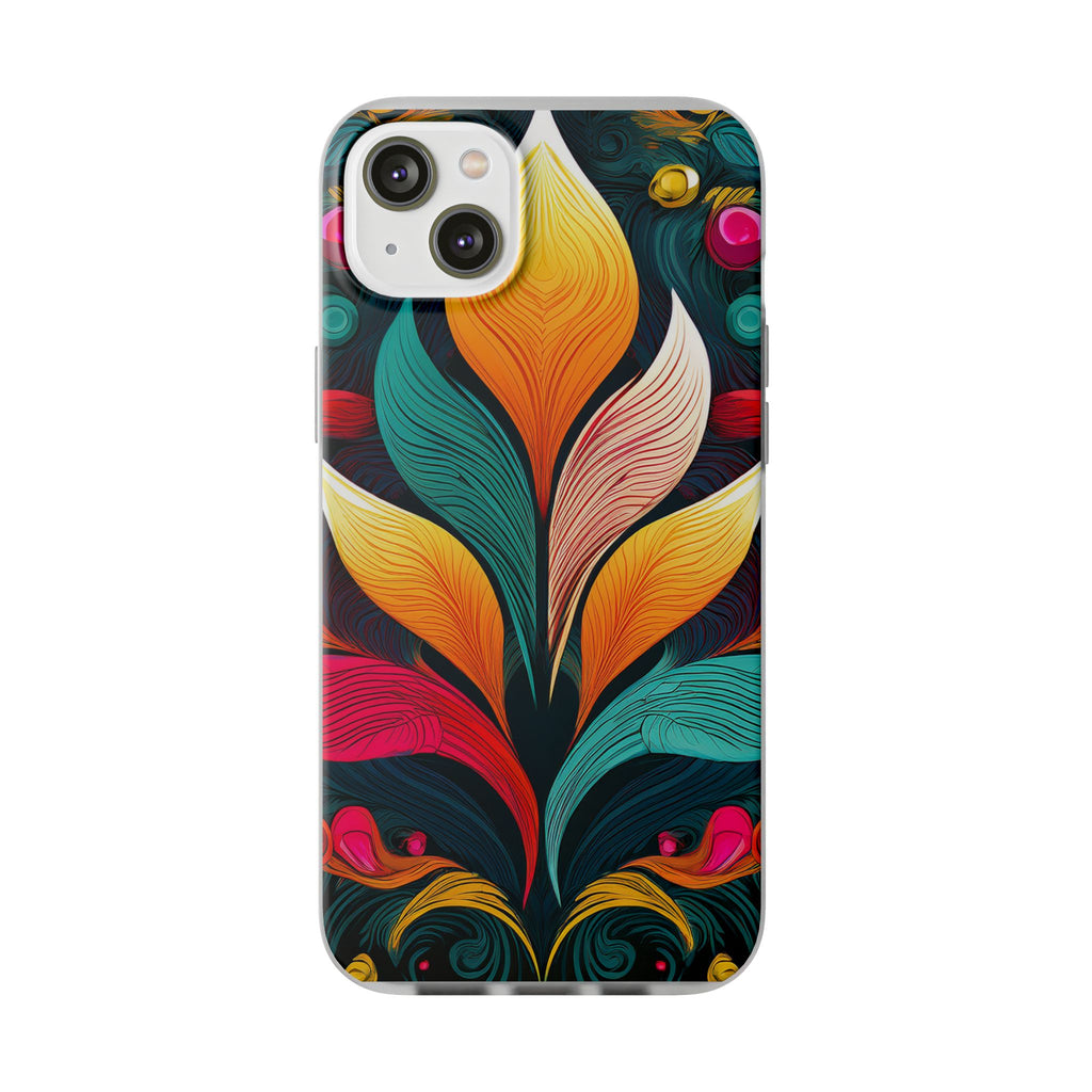 Floral Swirl Phone Case — Vibrant Boho Leaf Art Protective Cover