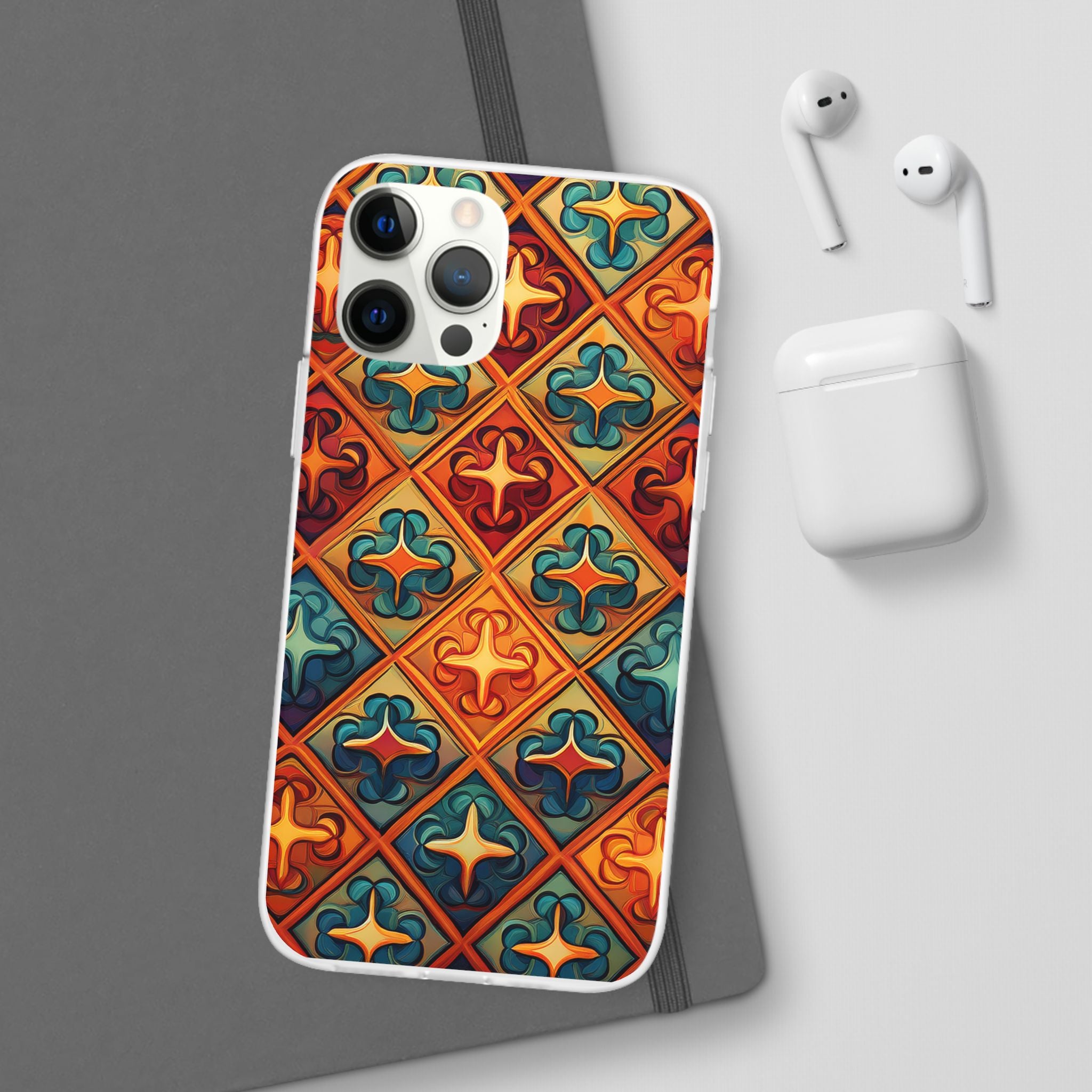 Vintage Tile Pattern Phone Case — Retro Moroccan Geometric Flexi Case
