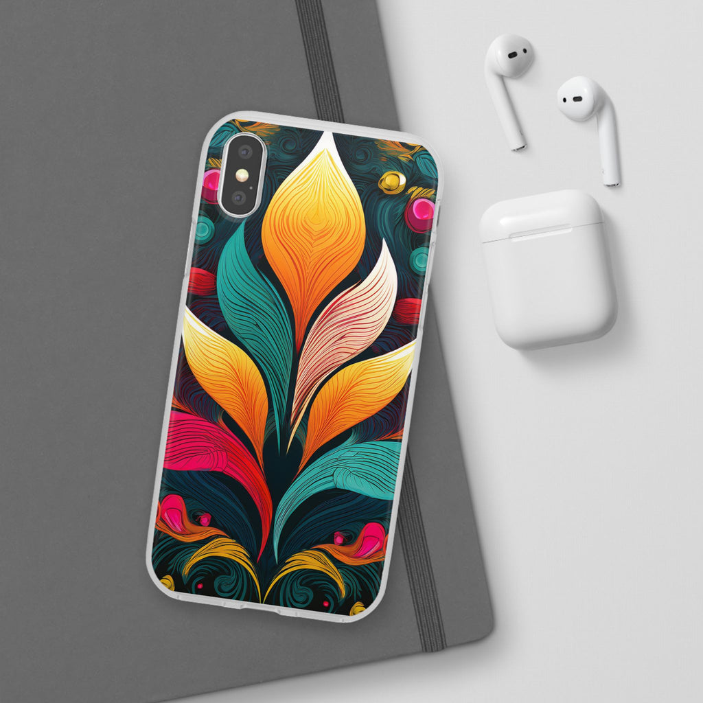 Floral Swirl Phone Case — Vibrant Boho Leaf Art Protective Cover
