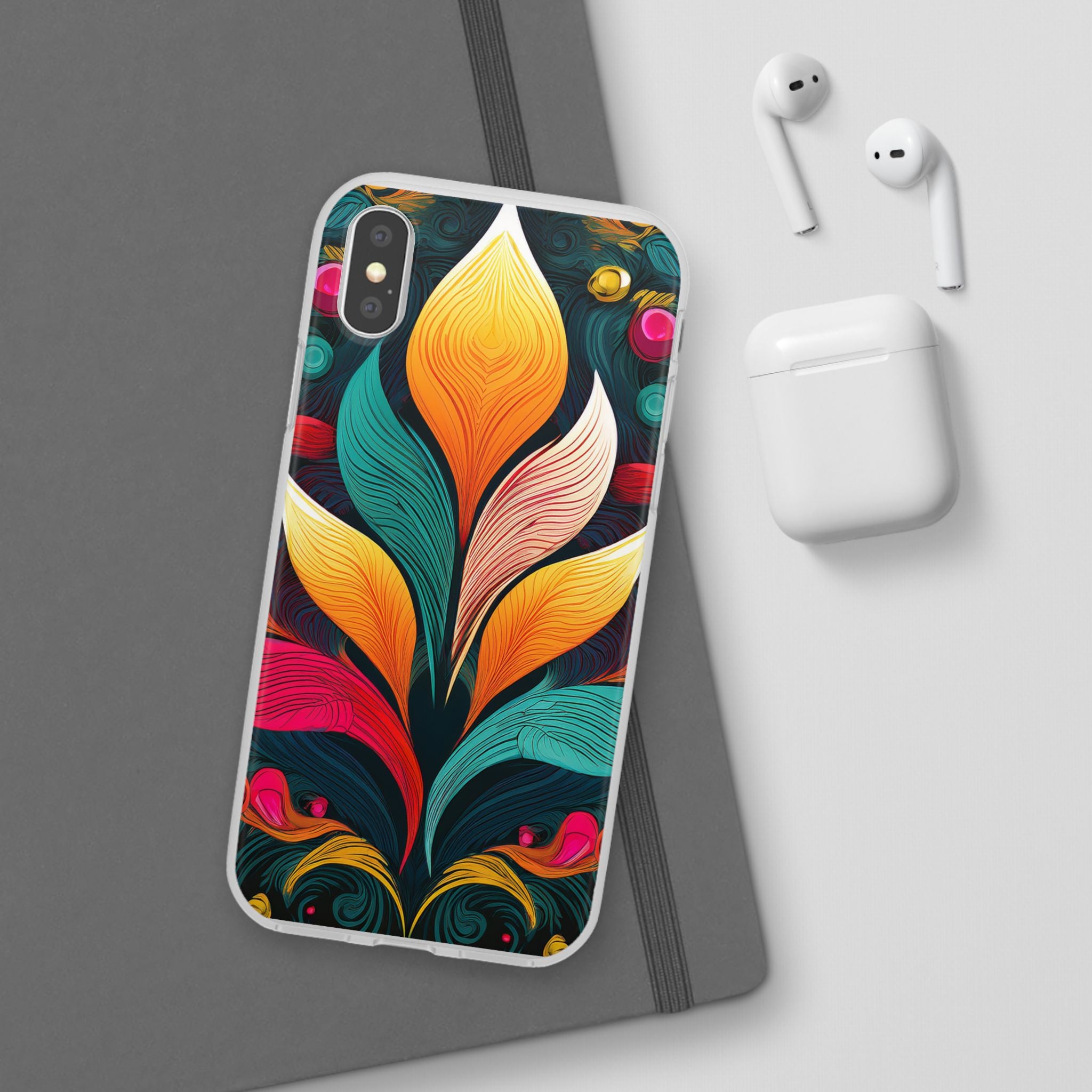 Floral Swirl Phone Case — Vibrant Boho Leaf Art Protective Cover