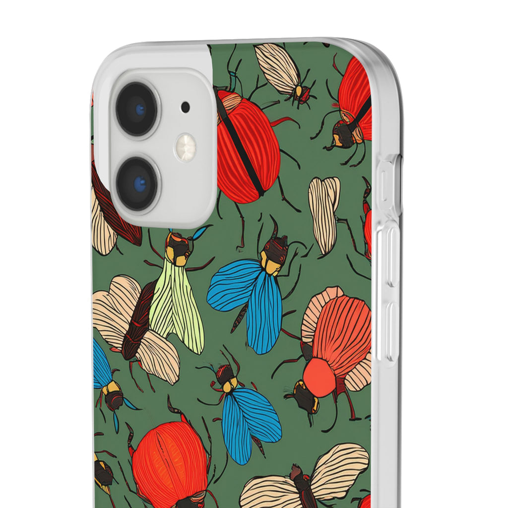 Bug Pattern Phone Case — Colorful Beetles & Flies Design