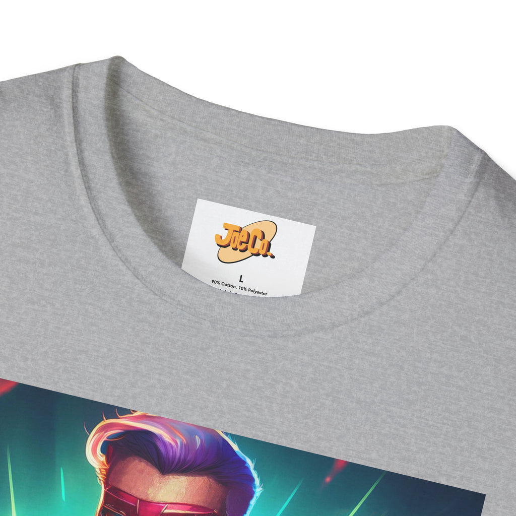Superhero Graphic T-Shirt — Retro Neon Captain Chest Emblem
