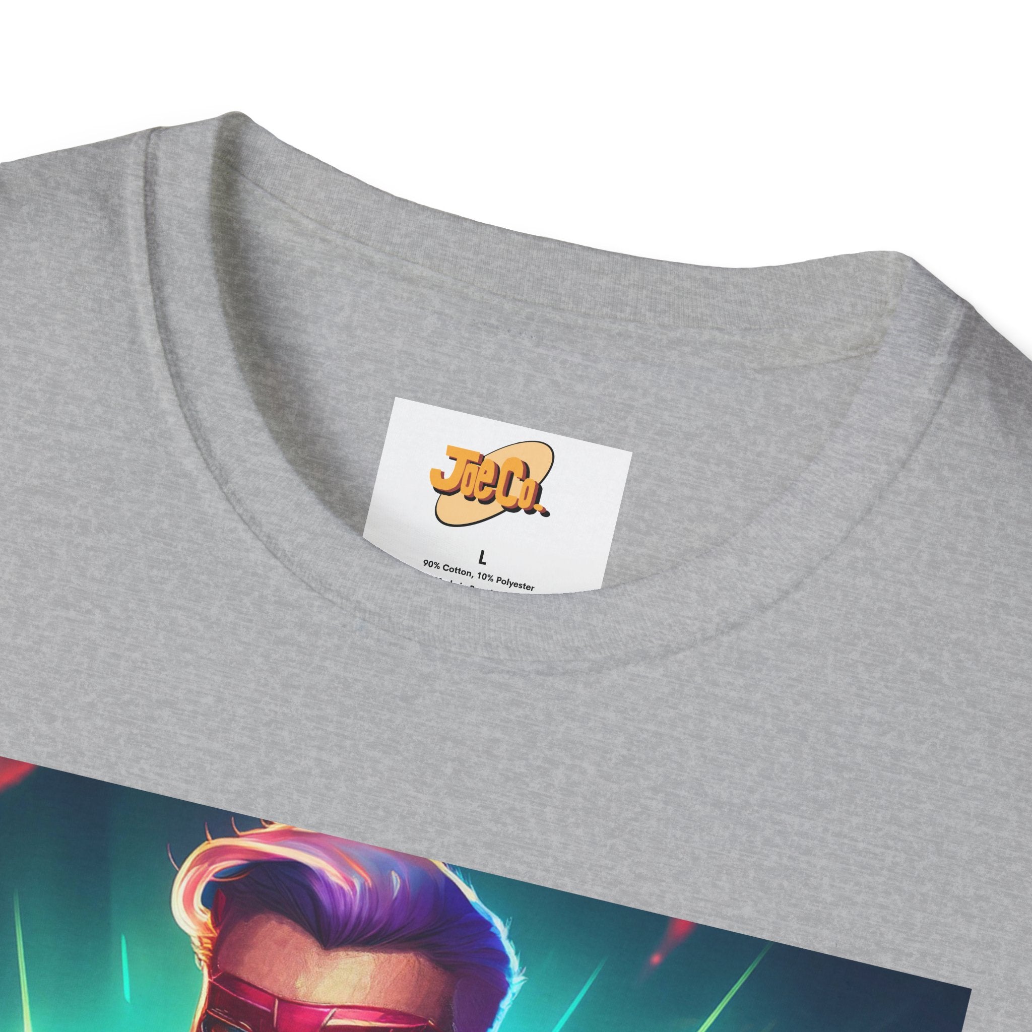Superhero Graphic T-Shirt — Retro Neon Captain Chest Emblem