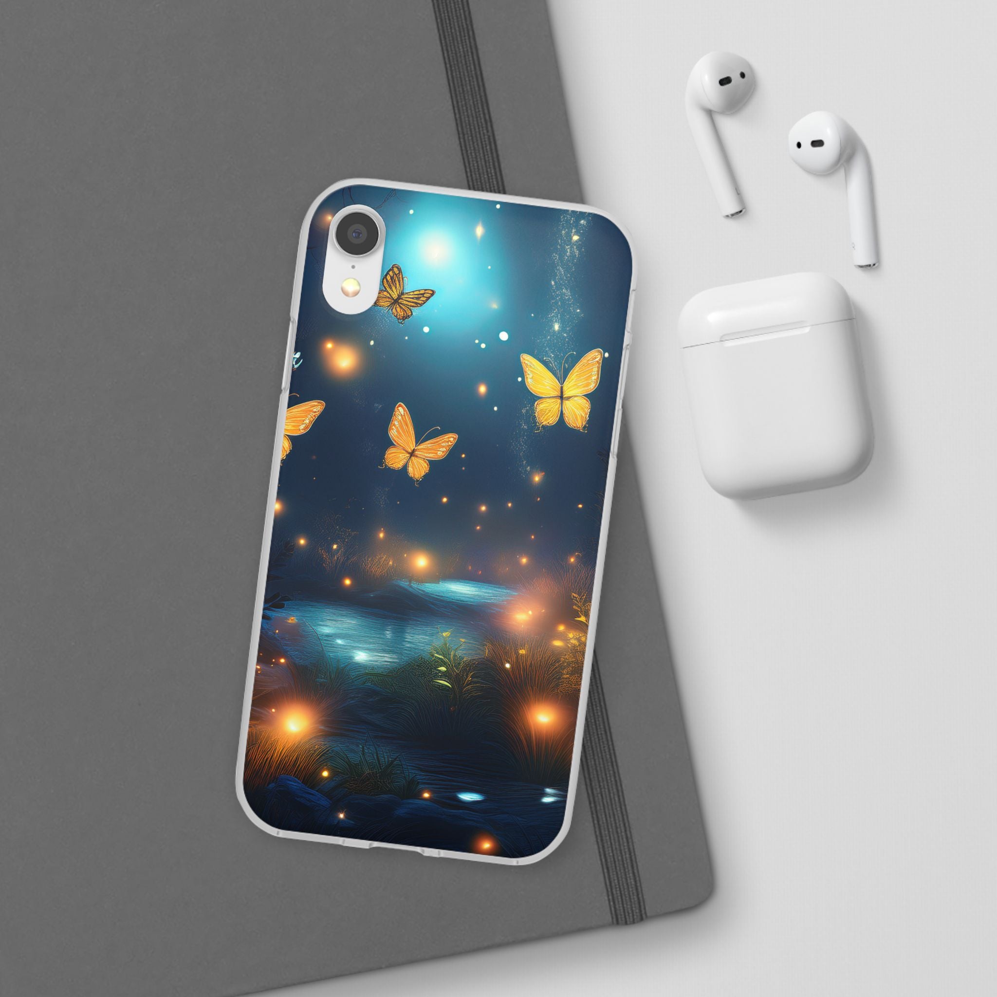 Butterfly Night Sky Phone Case – Glowing Firefly Fantasy for iPhone