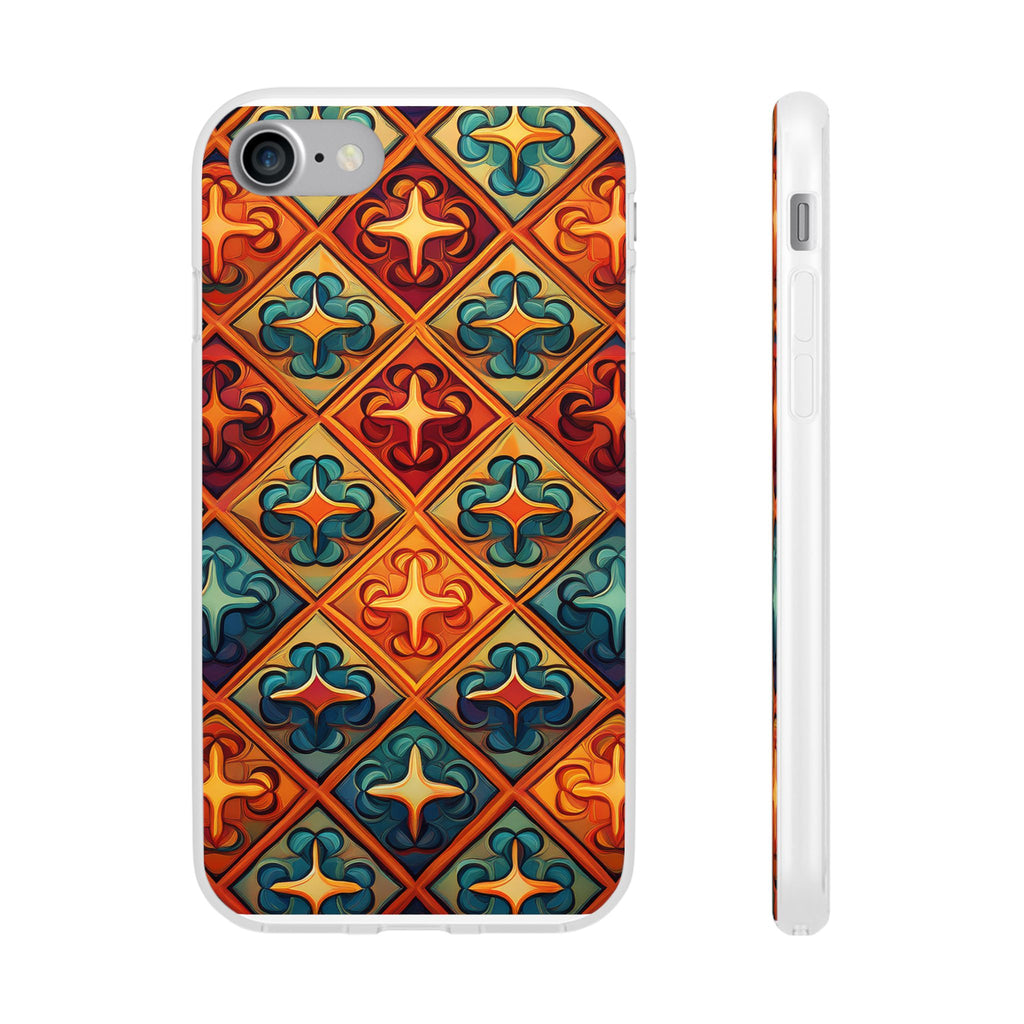 Vintage Tile Pattern Phone Case — Retro Moroccan Geometric Flexi Case