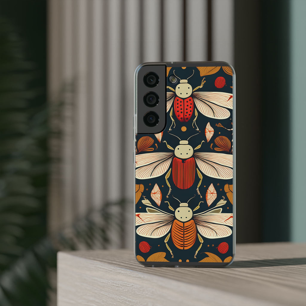 Bug Pattern Phone Case — Vintage Floral Firefly Design