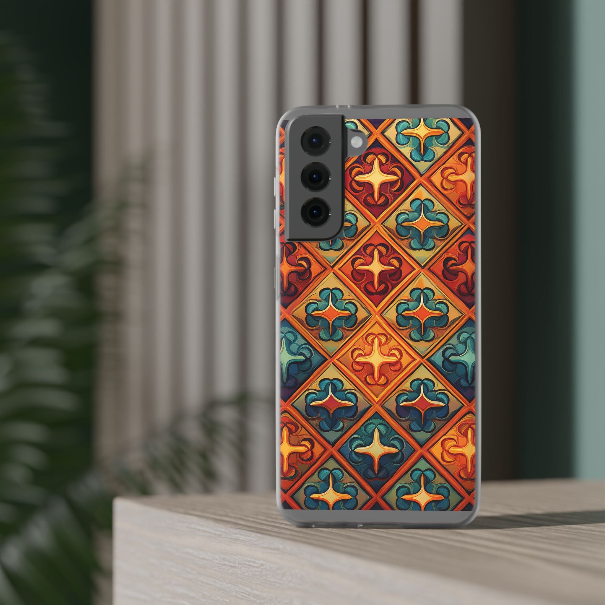 Vintage Tile Pattern Phone Case — Retro Moroccan Geometric Flexi Case