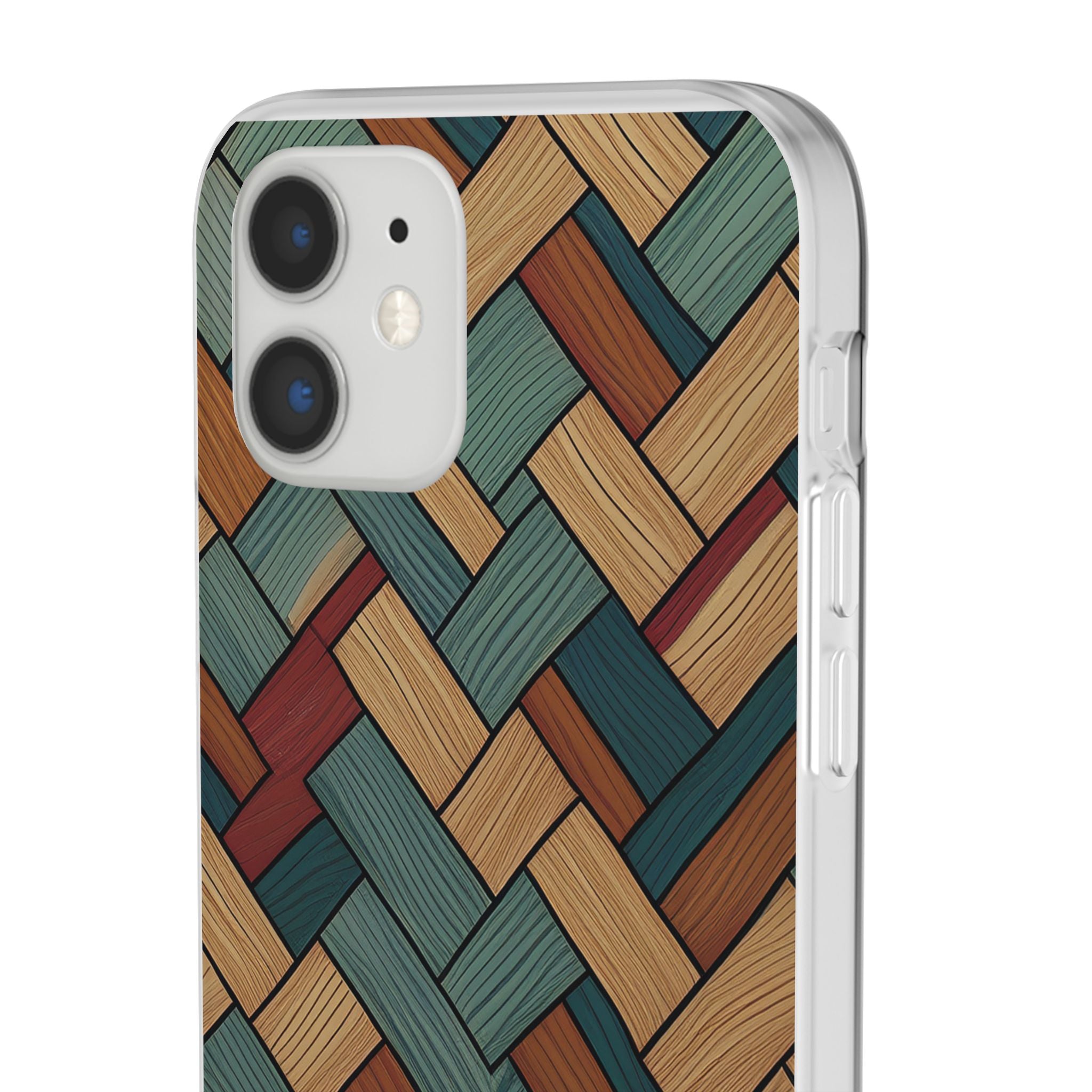 Woven Wood Pattern Phone Case — Rustic Geometric iPhone Flexi Case
