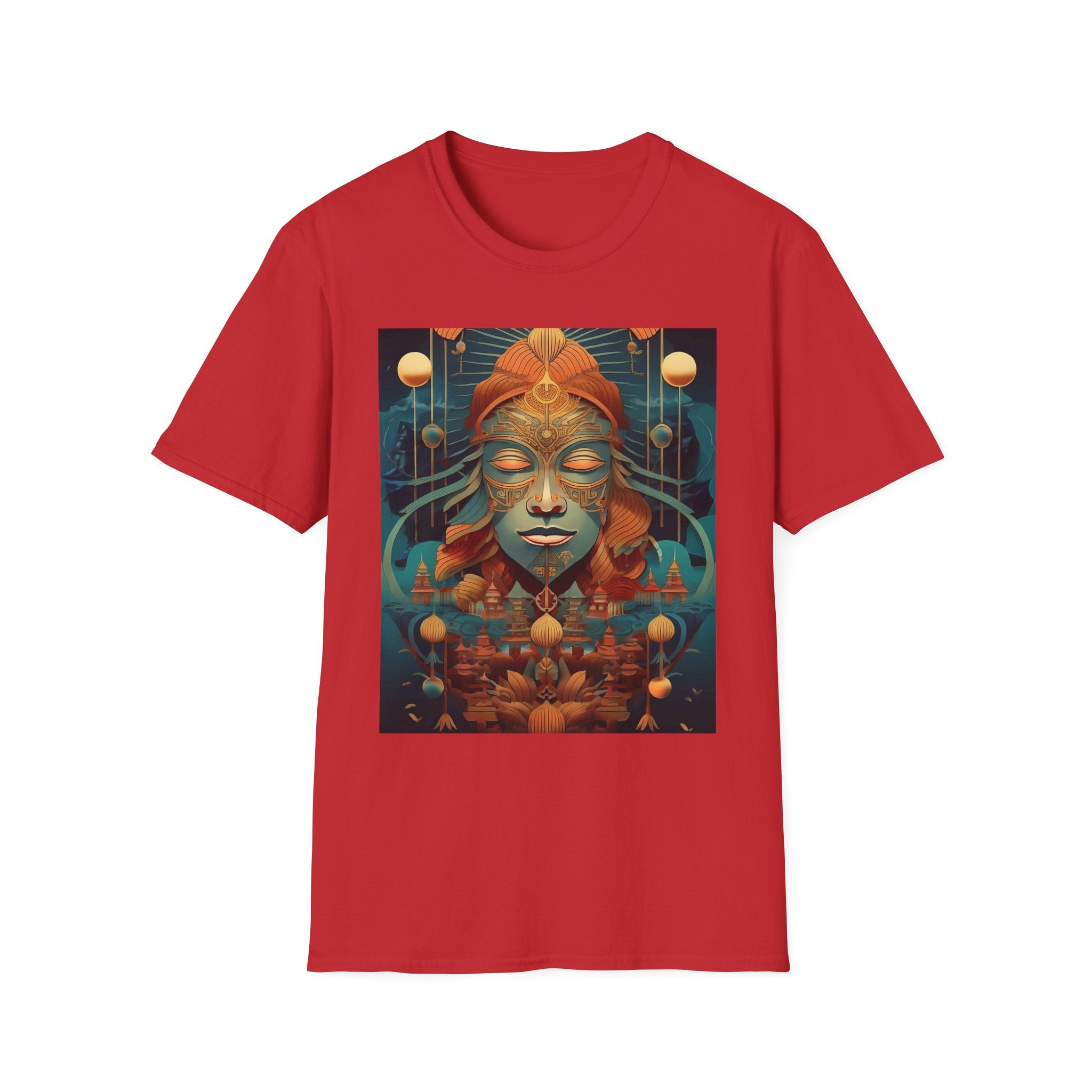 Meditative Goddess T-Shirt — Tranquil Floral Face Art Tee