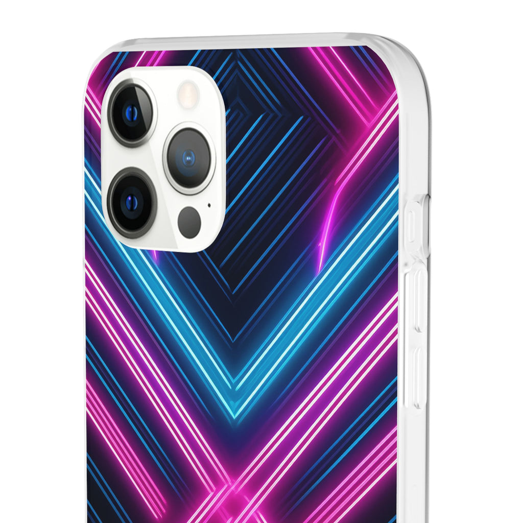 Neon Geometric Phone Case – Retro Vibes Blue & Pink Flexi Case