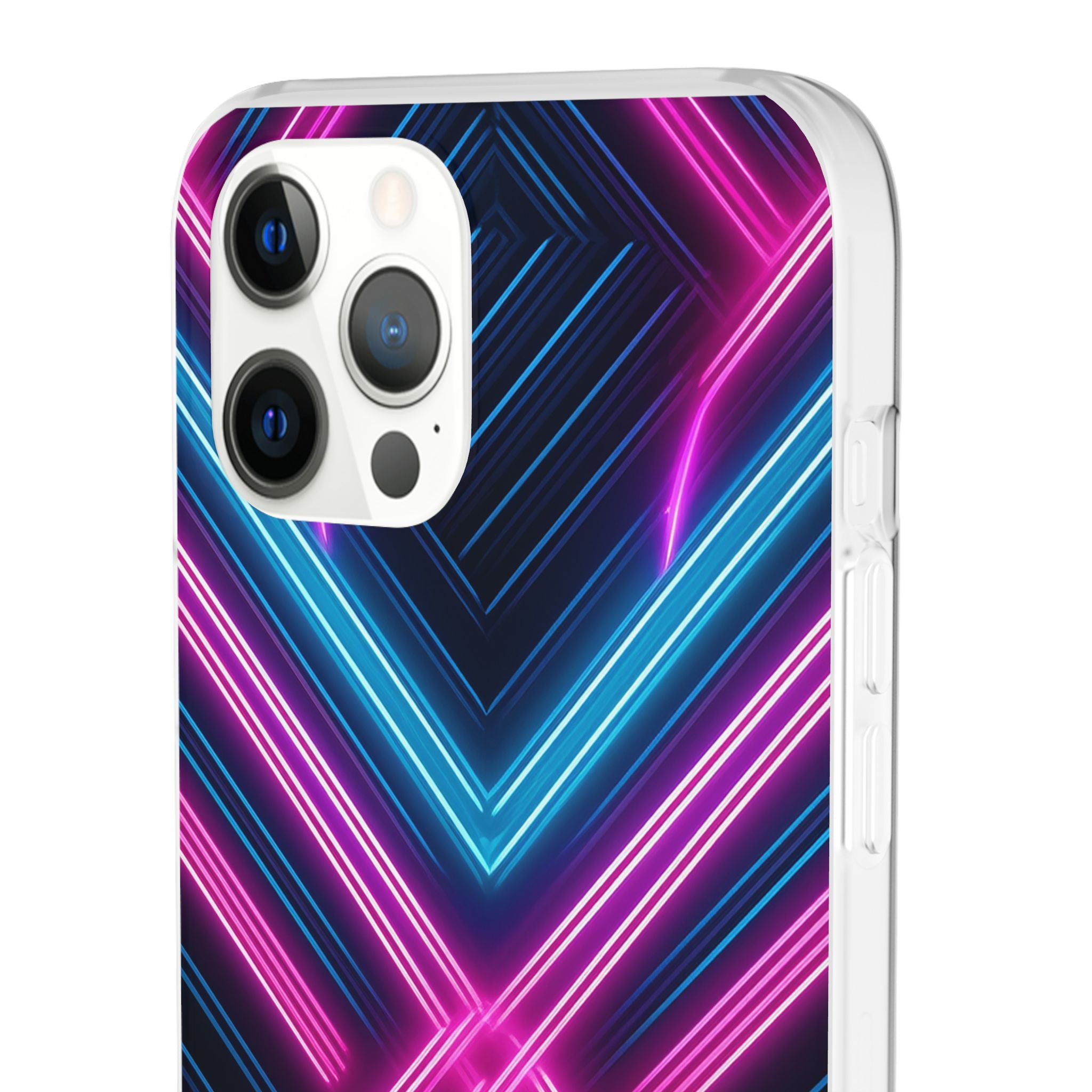 Neon Geometric Phone Case – Retro Vibes Blue & Pink Flexi Case