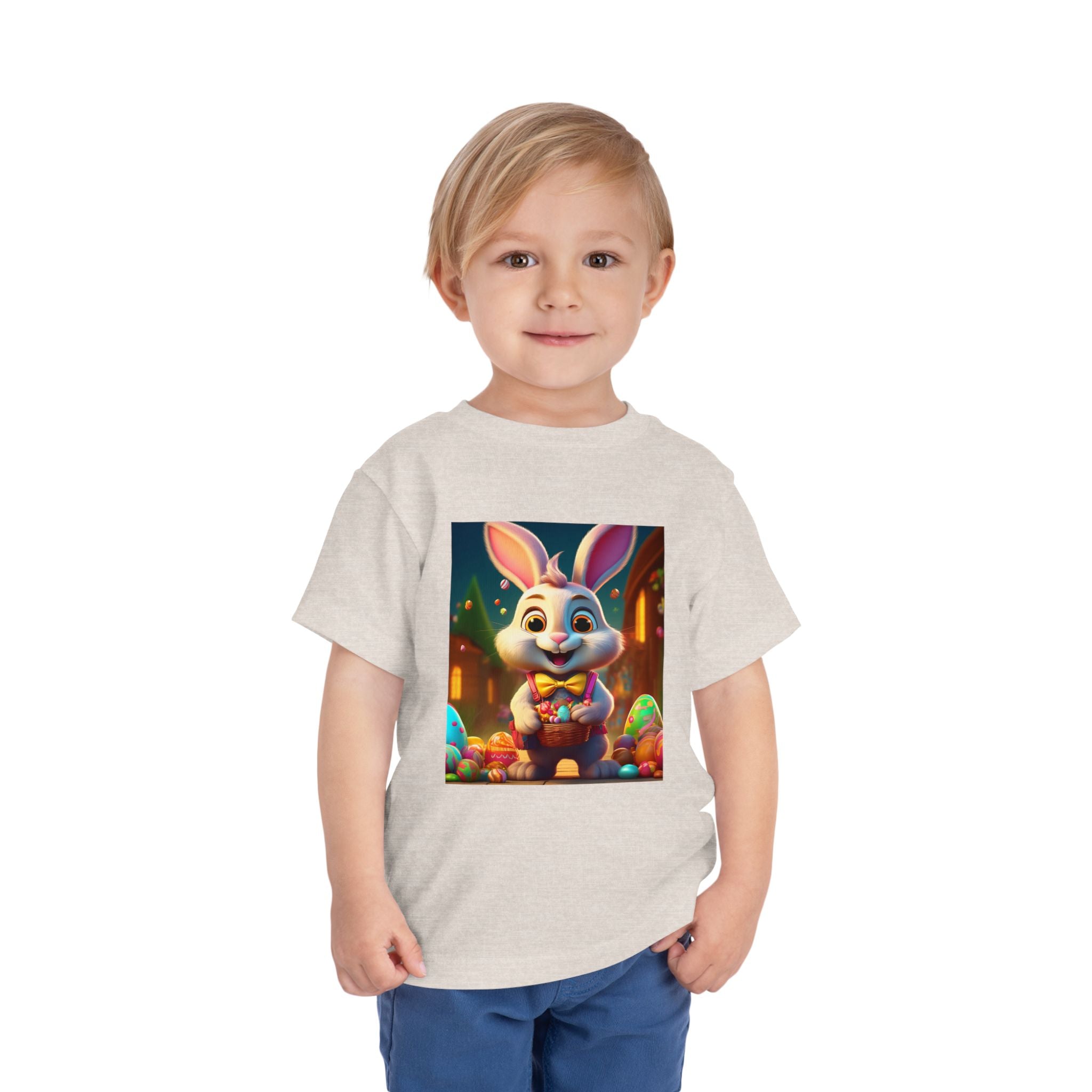 Easter Bunny Toddler Tee — Cute Bunny with Eggs Graphic Shirt