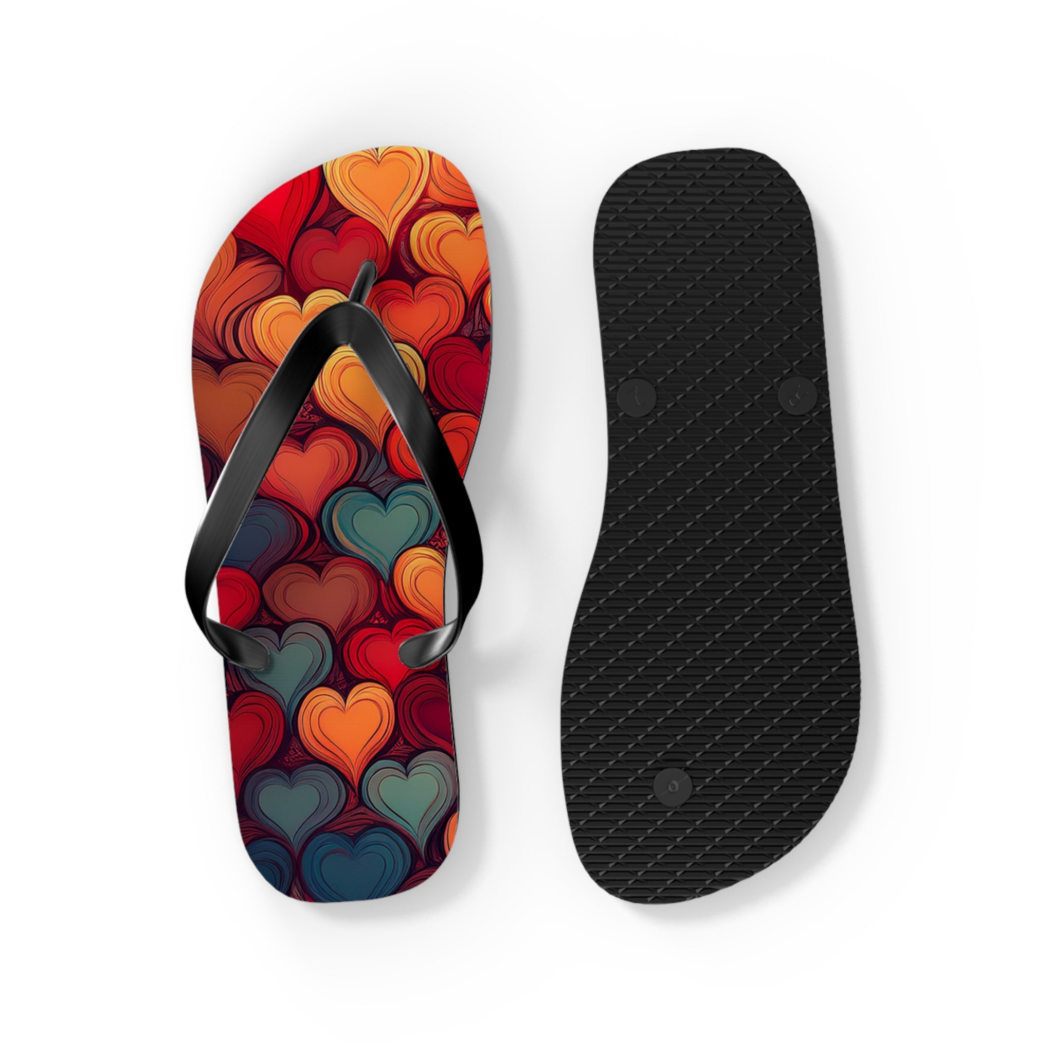 Heart Pattern Flip Flops — Colorful Romantic Summer Sandals