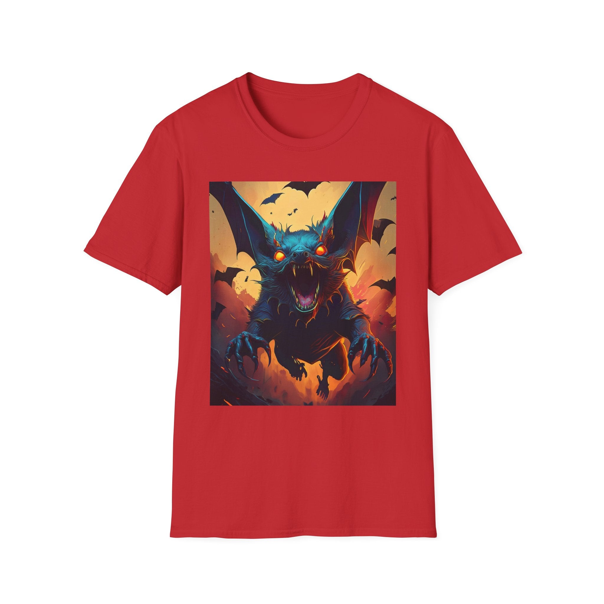 Halloween Bat Nightmare T-Shirt — Fiery Demon Bat Graphic Tee