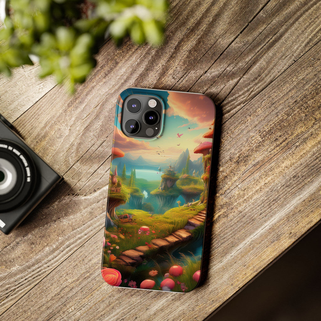 Fantasy Landscape Slim Phone Case — Enchanted Mushroom Path