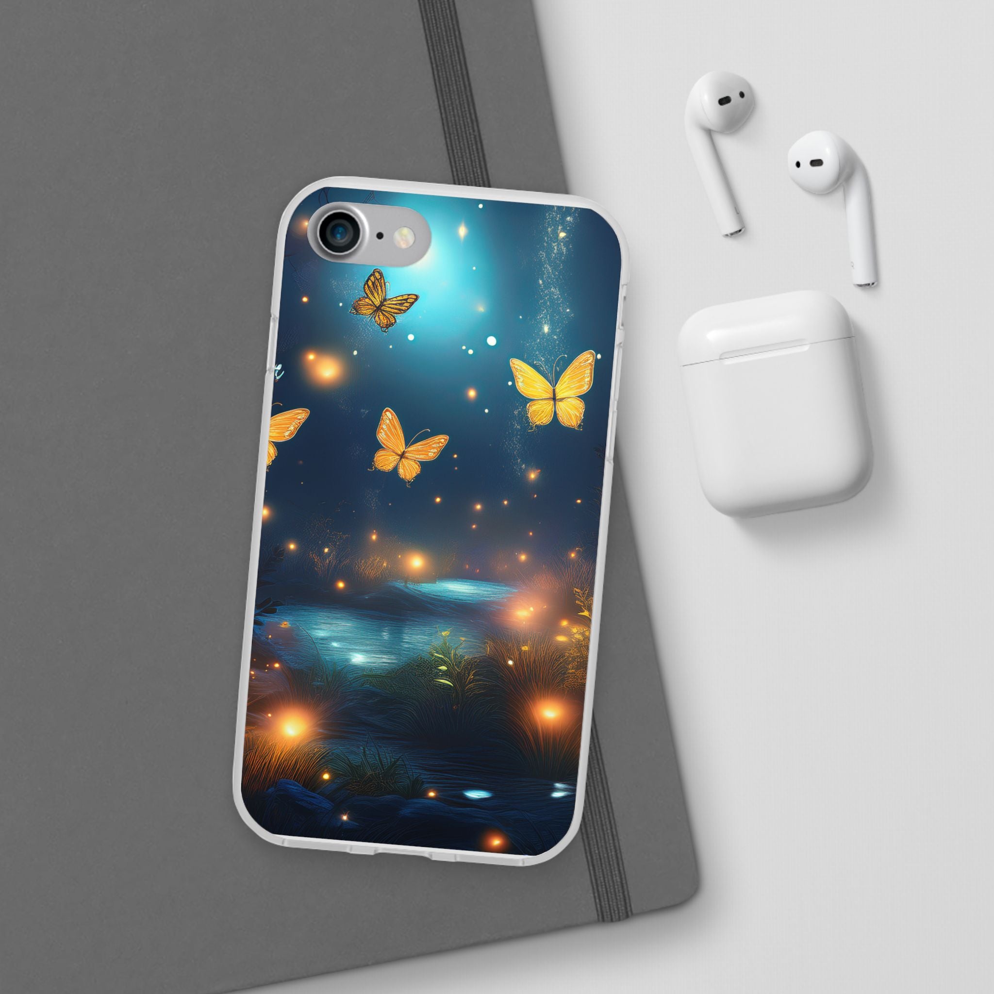 Butterfly Night Sky Phone Case – Glowing Firefly Fantasy for iPhone