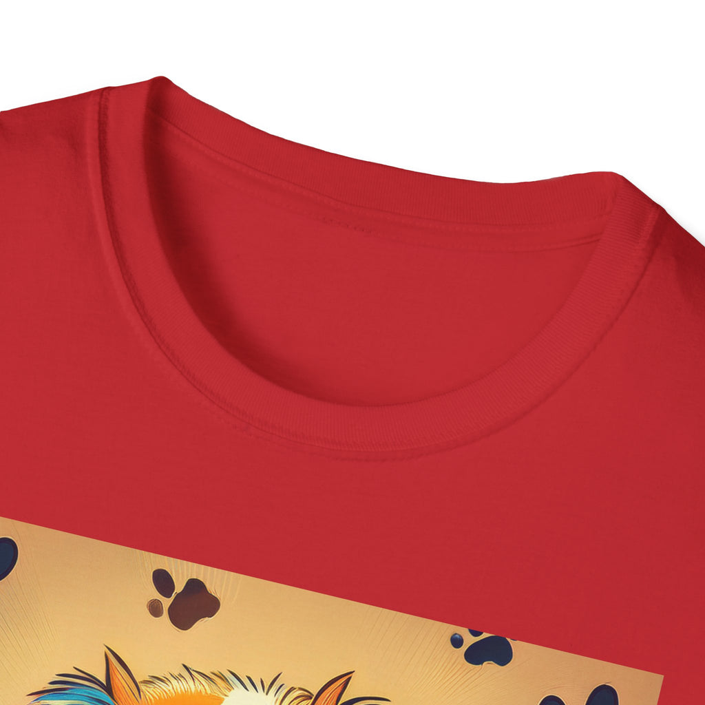 Cute Puppy Portrait T-Shirt — Colorful Paw Print Dog Graphic Tee