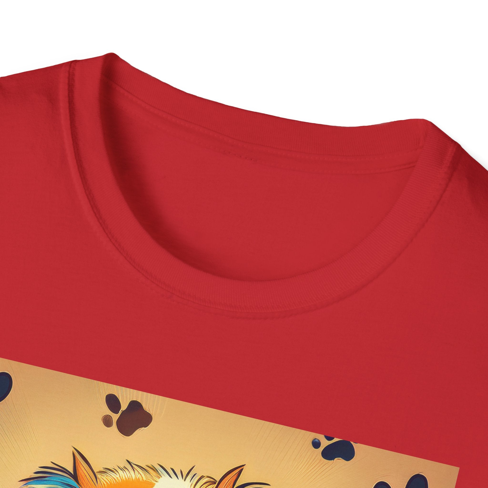 Cute Puppy Portrait T-Shirt — Colorful Paw Print Dog Graphic Tee