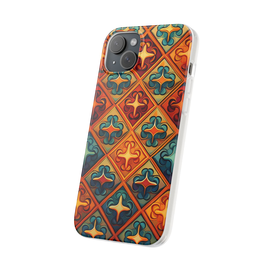 Vintage Tile Pattern Phone Case — Retro Moroccan Geometric Flexi Case