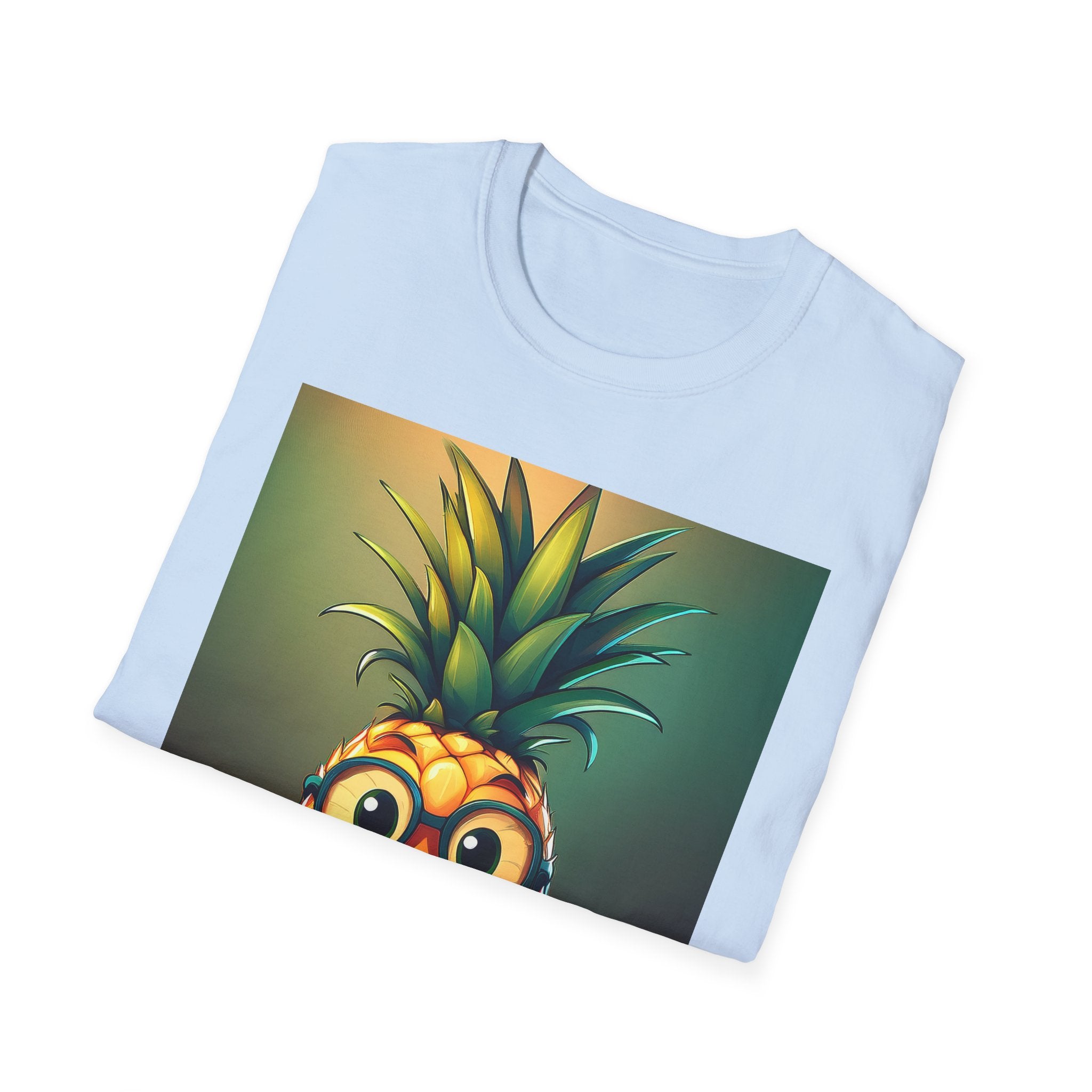 Pineapple Cartoon T-Shirt — Cute Smiling Pineapple with Glasses Tee