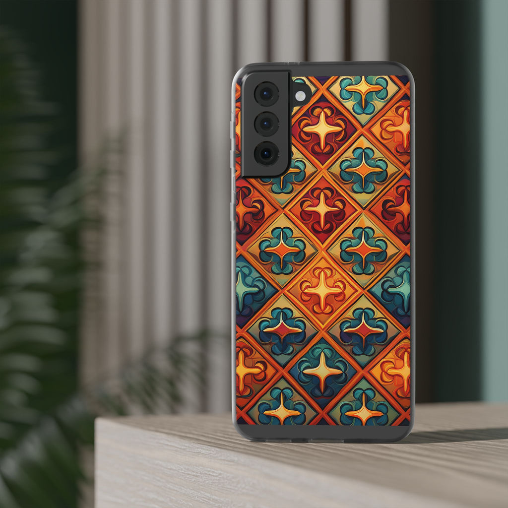 Vintage Tile Pattern Phone Case — Retro Moroccan Geometric Flexi Case