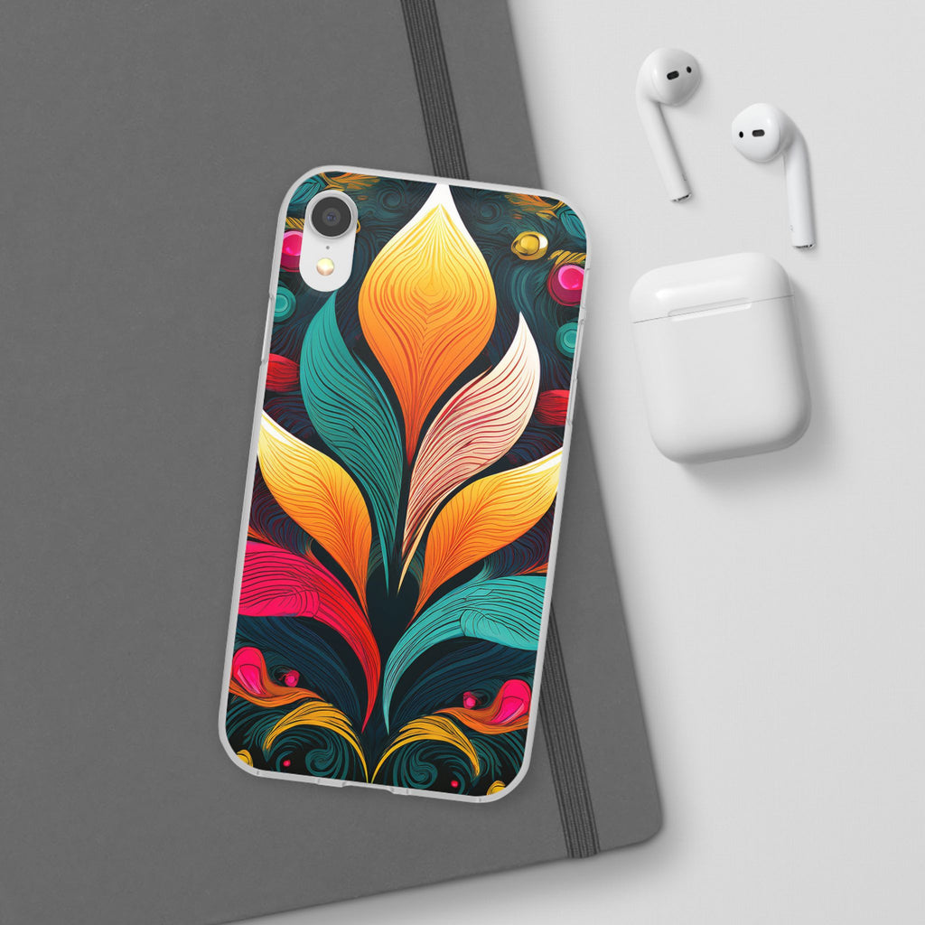 Floral Swirl Phone Case — Vibrant Boho Leaf Art Protective Cover