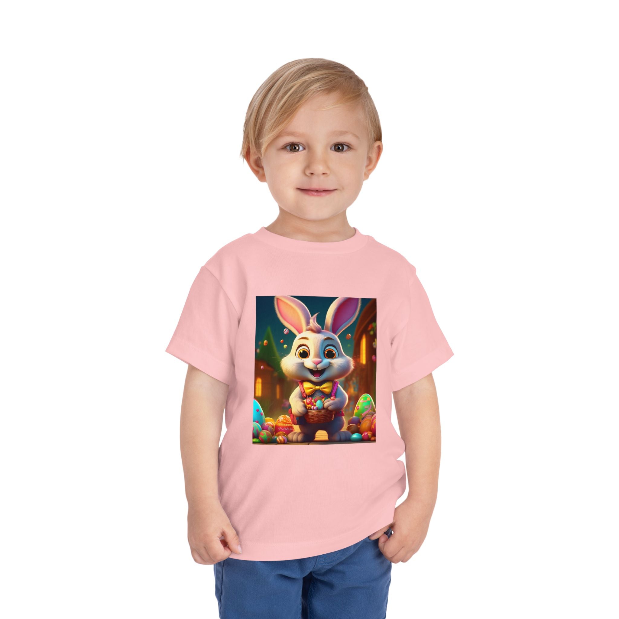 Easter Bunny Toddler Tee — Cute Bunny with Eggs Graphic Shirt