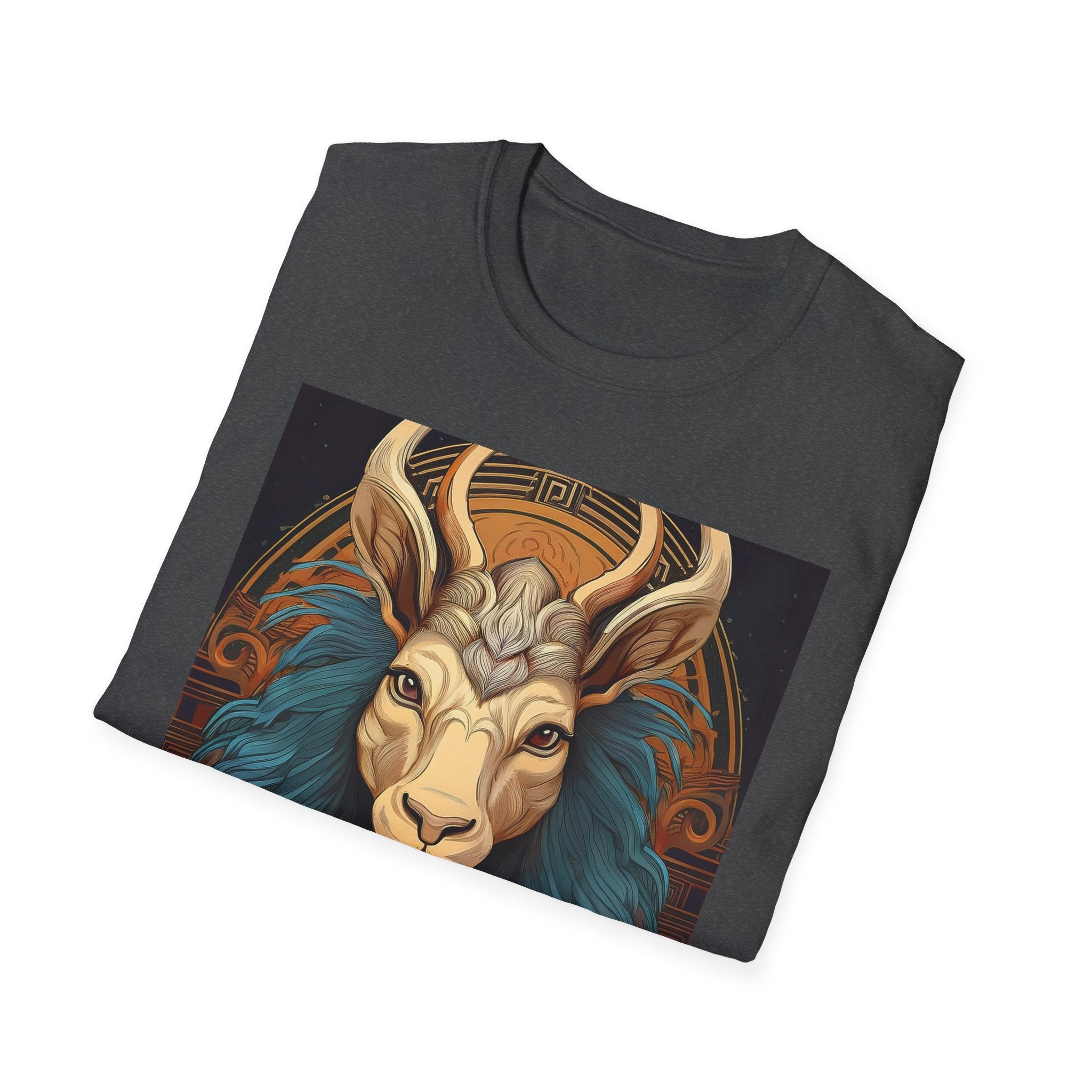 Mythic Ram Graphic T-Shirt — Ornate Zodiac/Leo-Inspired Art