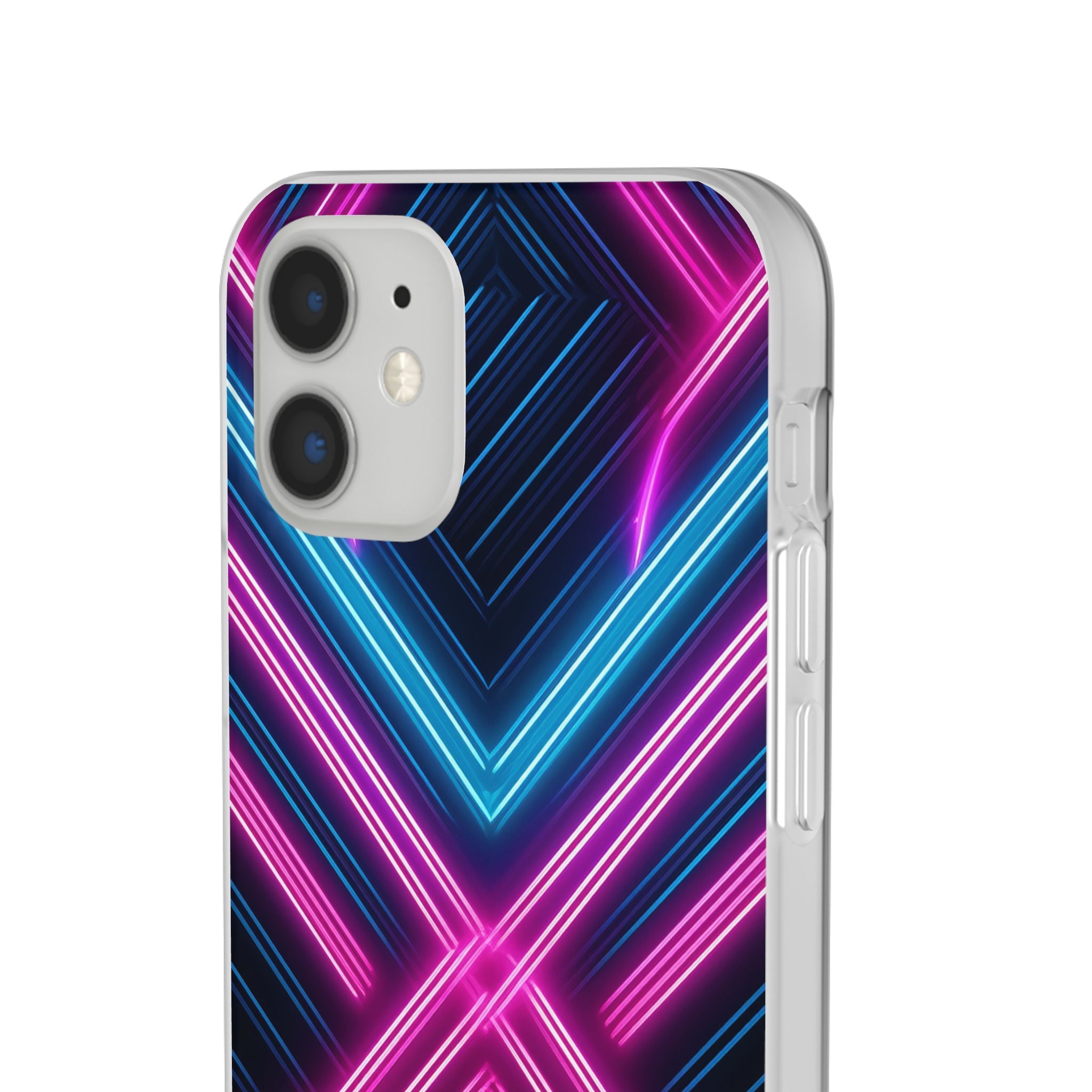 Neon Geometric Phone Case – Retro Vibes Blue & Pink Flexi Case