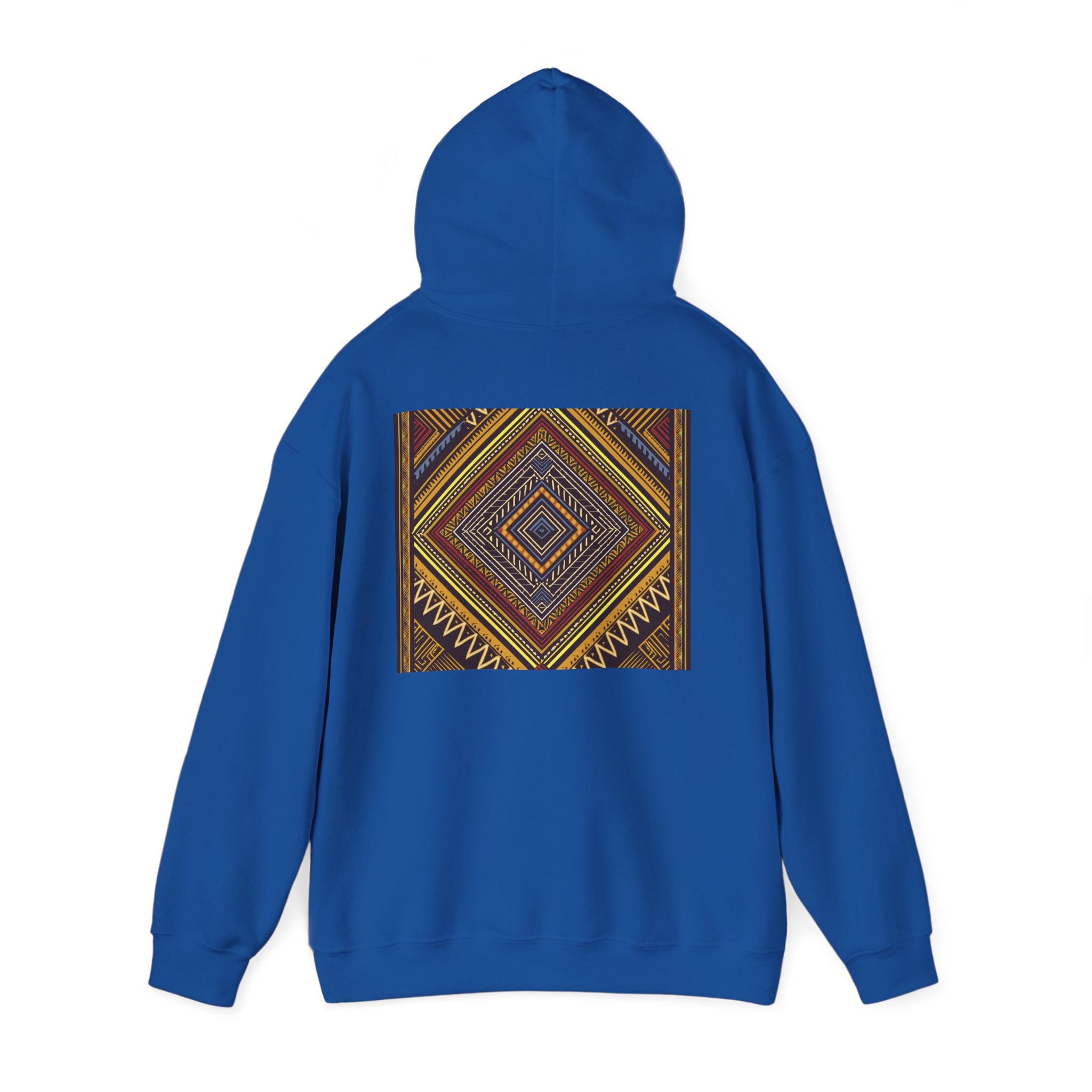 Boho Geometric Diamond Hoodie – Earthy Tribal Pattern Pullover