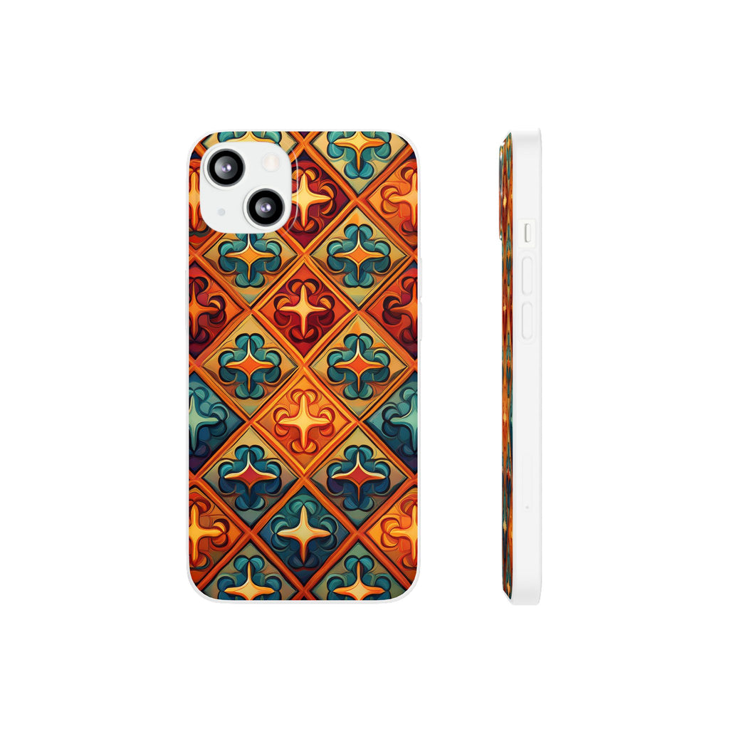 Vintage Tile Pattern Phone Case — Retro Moroccan Geometric Flexi Case