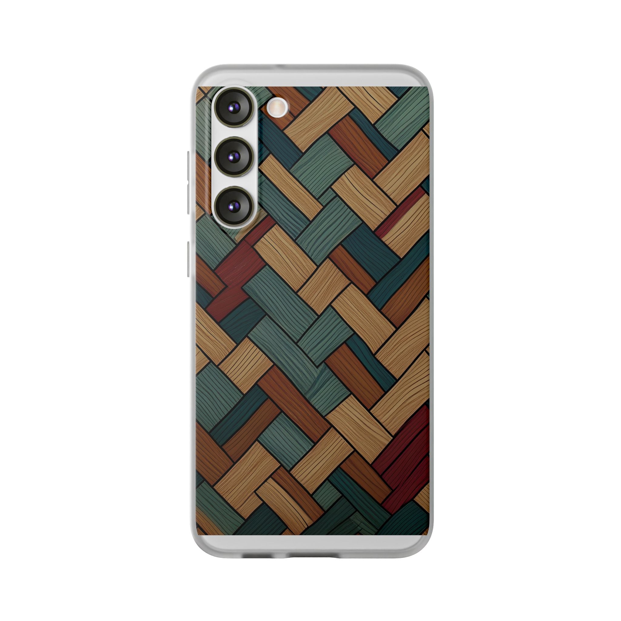 Woven Wood Pattern Phone Case — Rustic Geometric iPhone Flexi Case