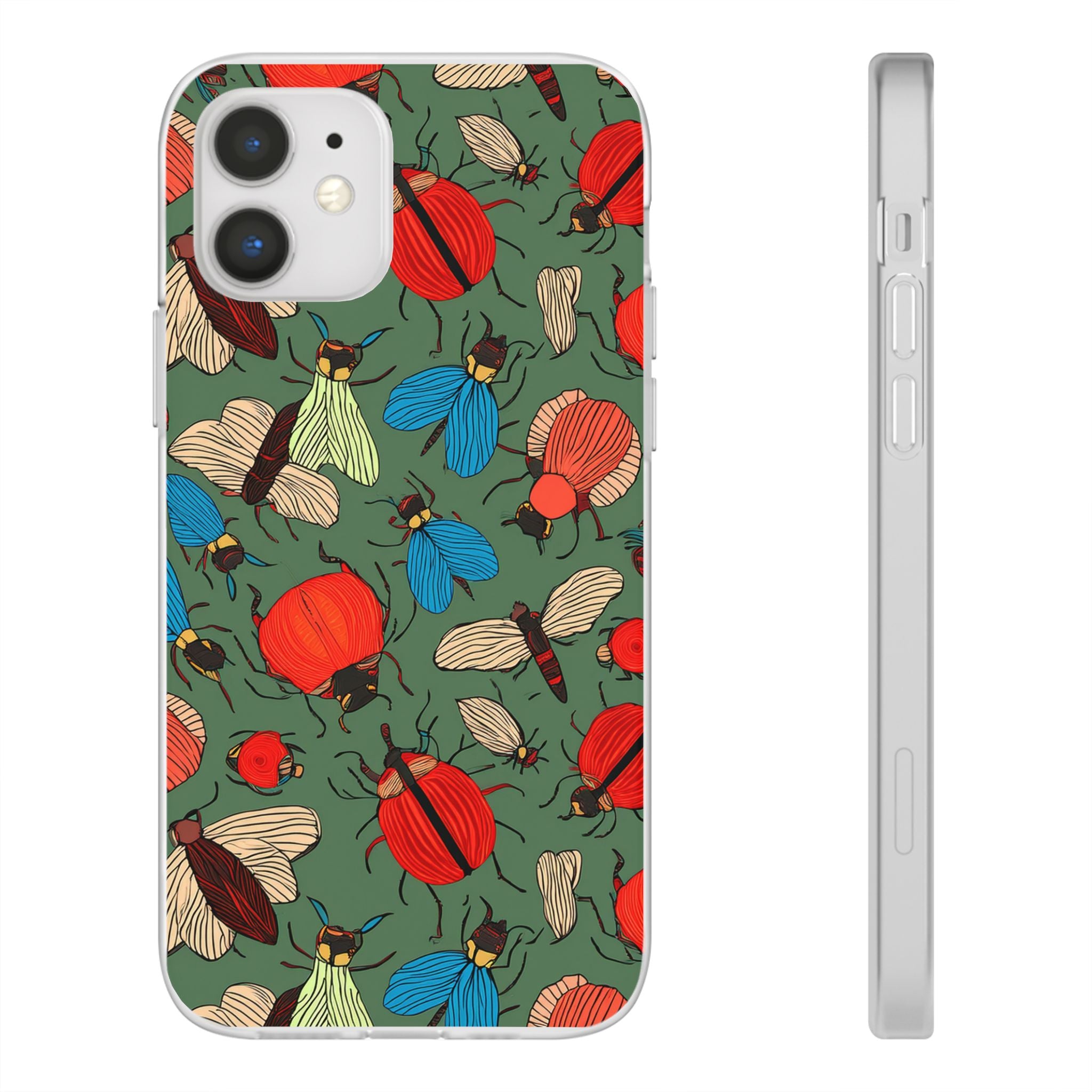 Bug Pattern Phone Case — Colorful Beetles & Flies Design