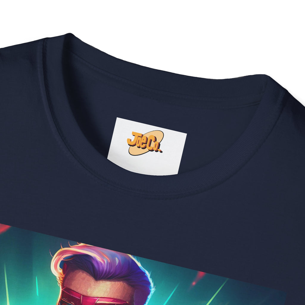 Superhero Graphic T-Shirt — Retro Neon Captain Chest Emblem