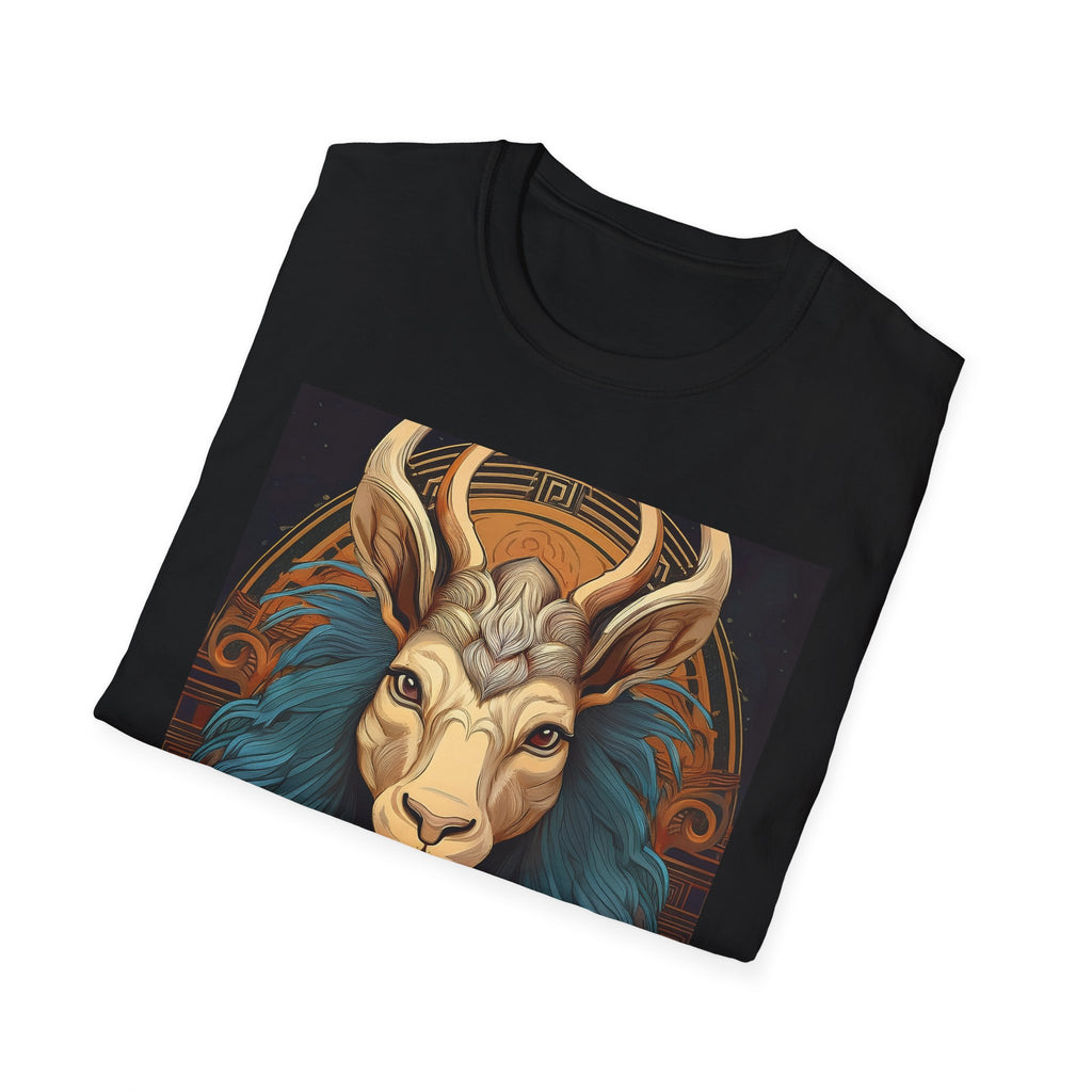 Mythic Ram Graphic T-Shirt — Ornate Zodiac/Leo-Inspired Art