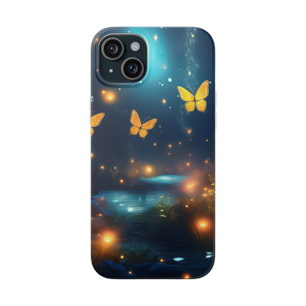 Butterfly Night Sky Phone Case – Glowing Firefly Fantasy for iPhone