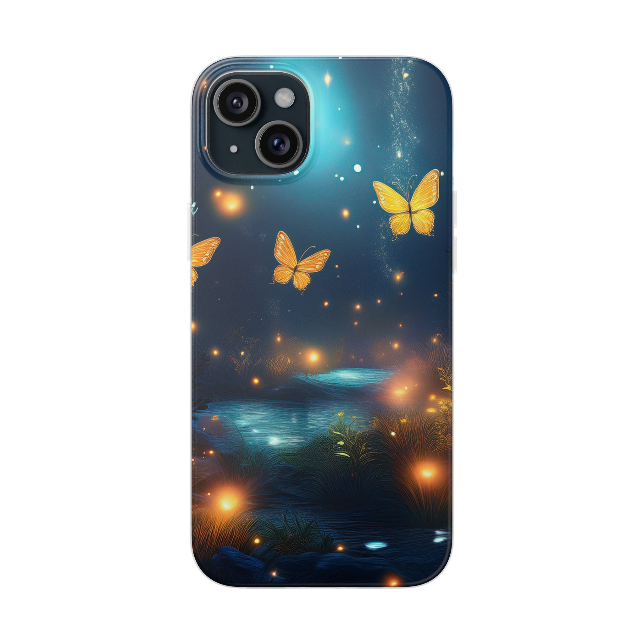 Butterfly Night Sky Phone Case – Glowing Firefly Fantasy for iPhone