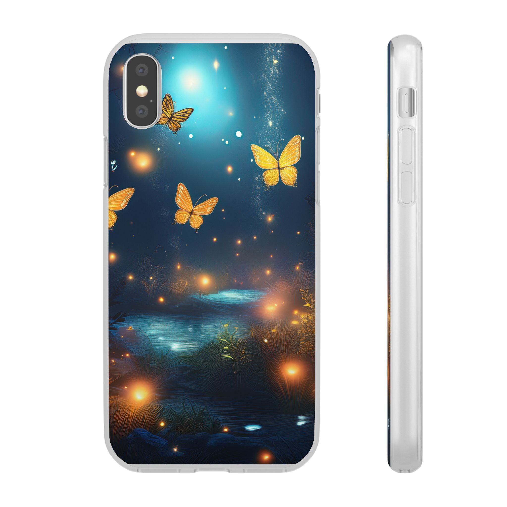 Butterfly Night Sky Phone Case – Glowing Firefly Fantasy for iPhone