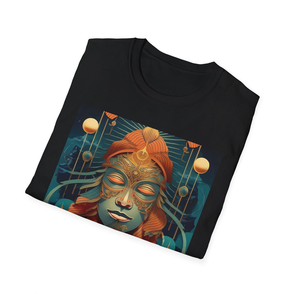 Meditative Goddess T-Shirt — Tranquil Floral Face Art Tee