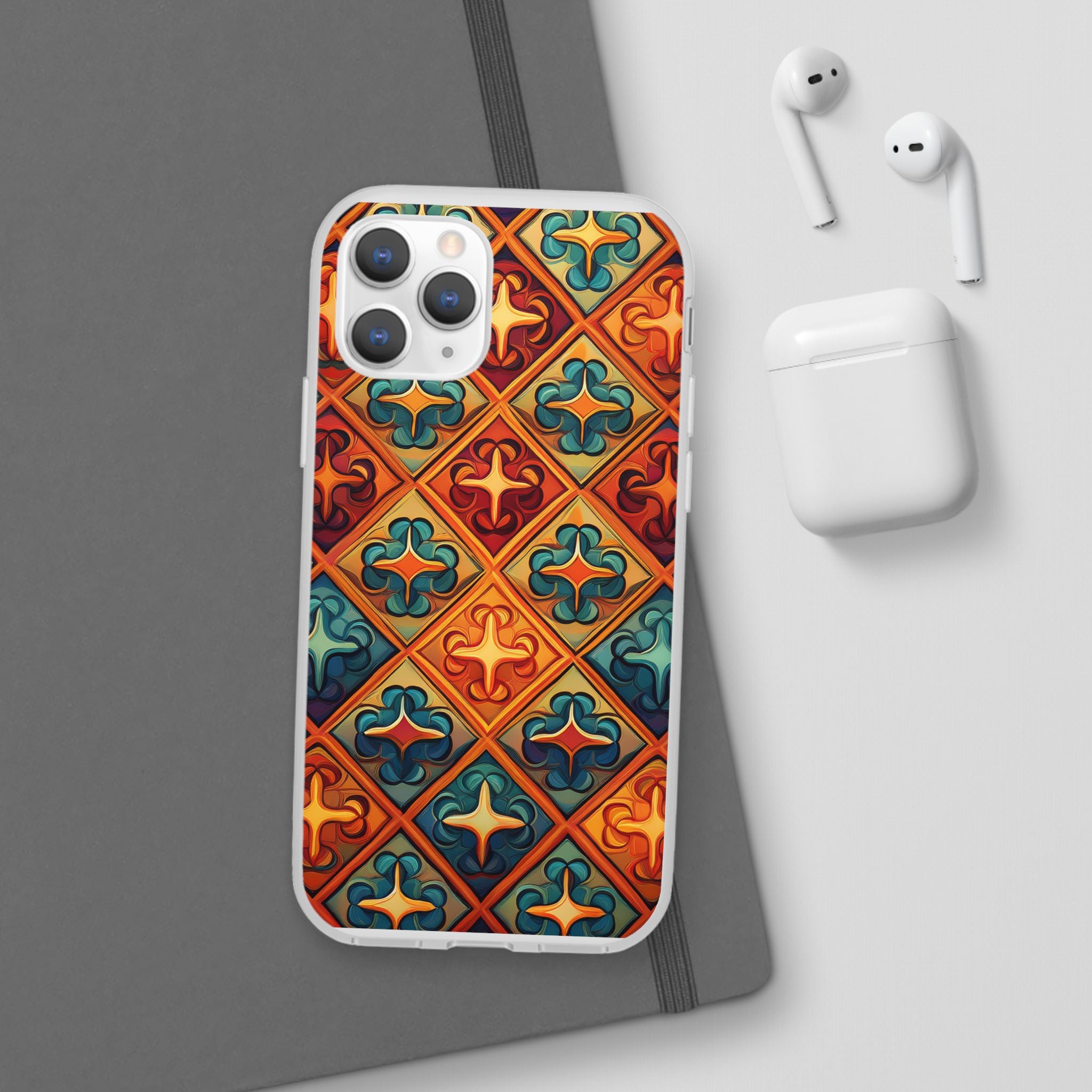 Vintage Tile Pattern Phone Case — Retro Moroccan Geometric Flexi Case