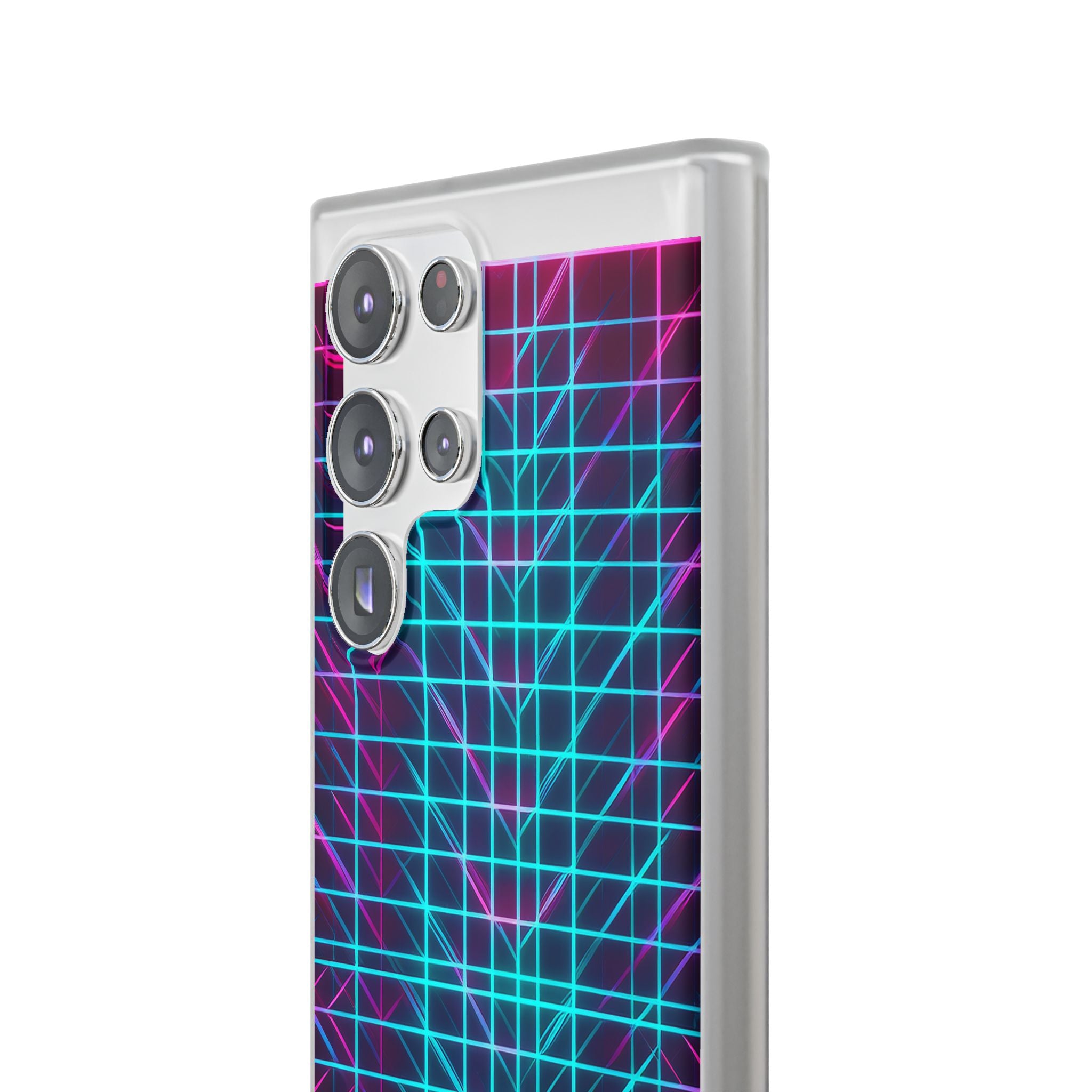 Retro Neon Grid Phone Case – 80s Vaporwave Geometric iPhone Cover