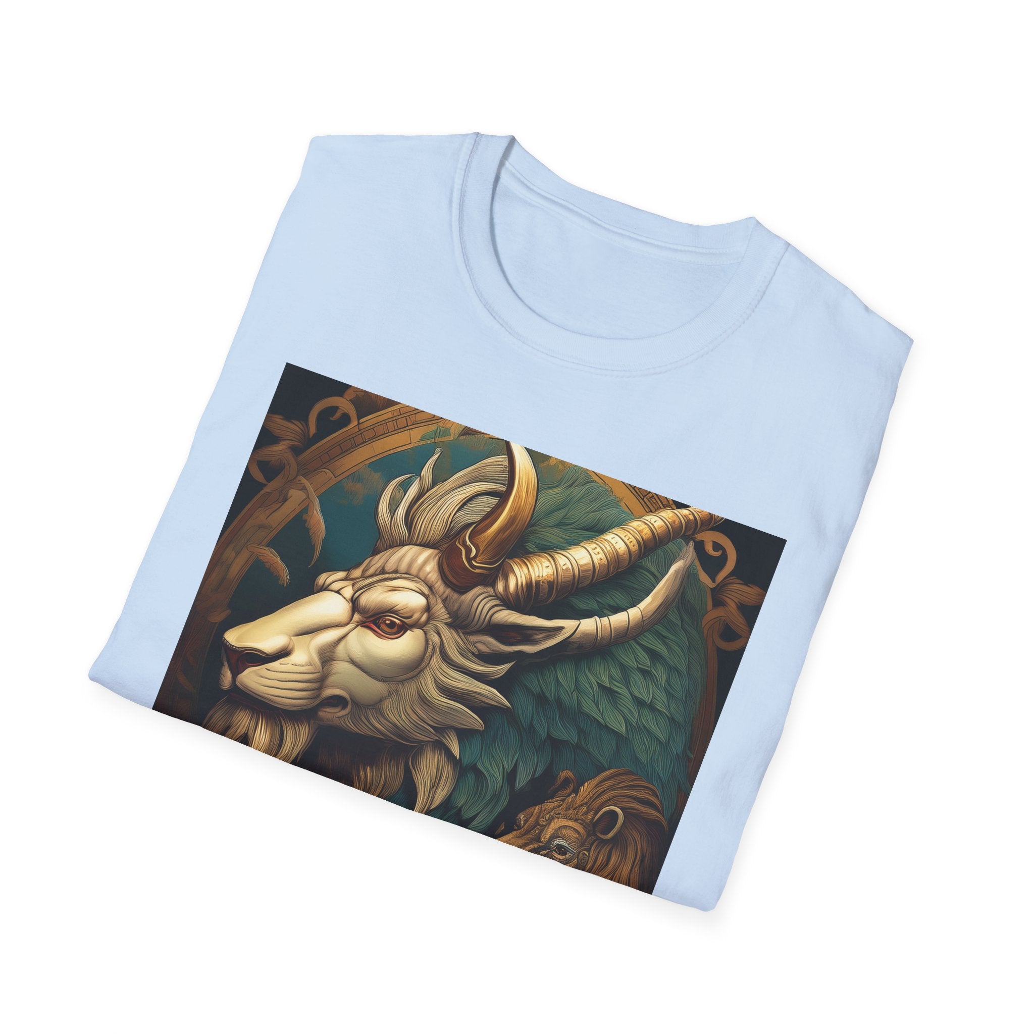 Mythical Beast Art T-Shirt — Majestic Ram & Goat Fantasy Illustration