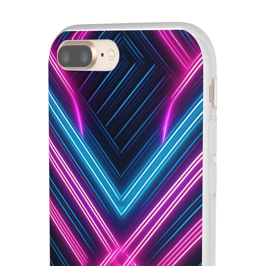 Neon Geometric Phone Case – Retro Vibes Blue & Pink Flexi Case