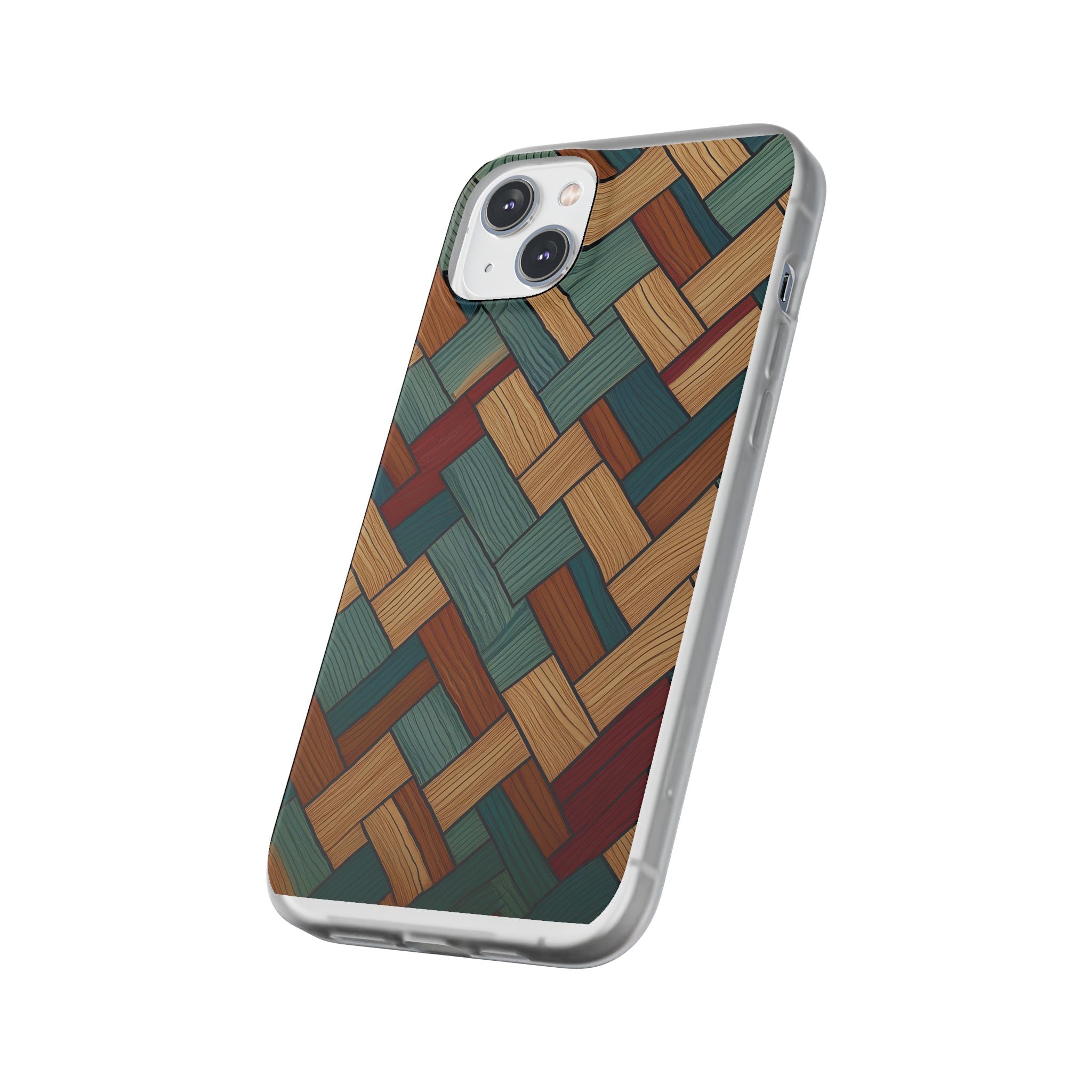 Woven Wood Pattern Phone Case — Rustic Geometric iPhone Flexi Case