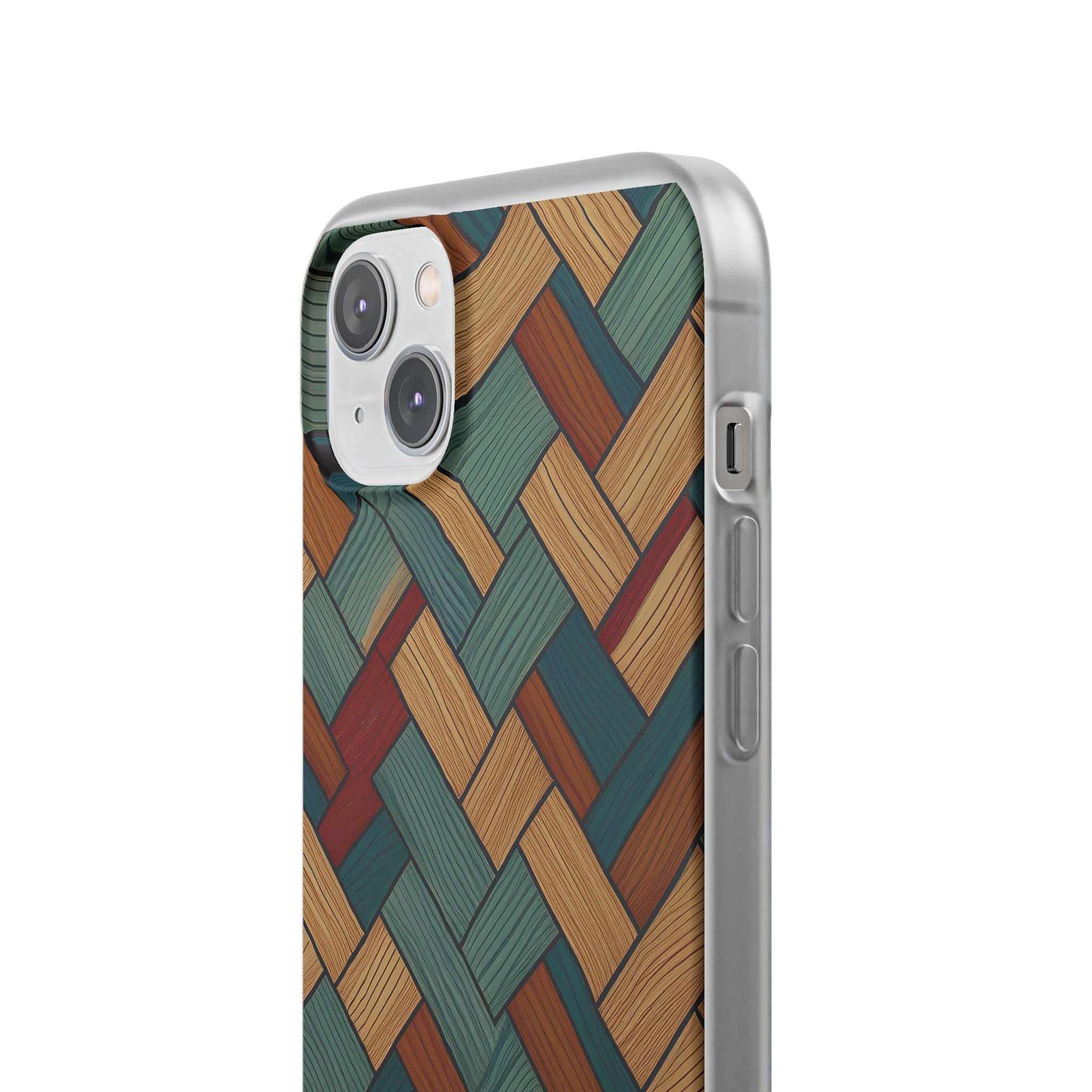 Woven Wood Pattern Phone Case — Rustic Geometric iPhone Flexi Case