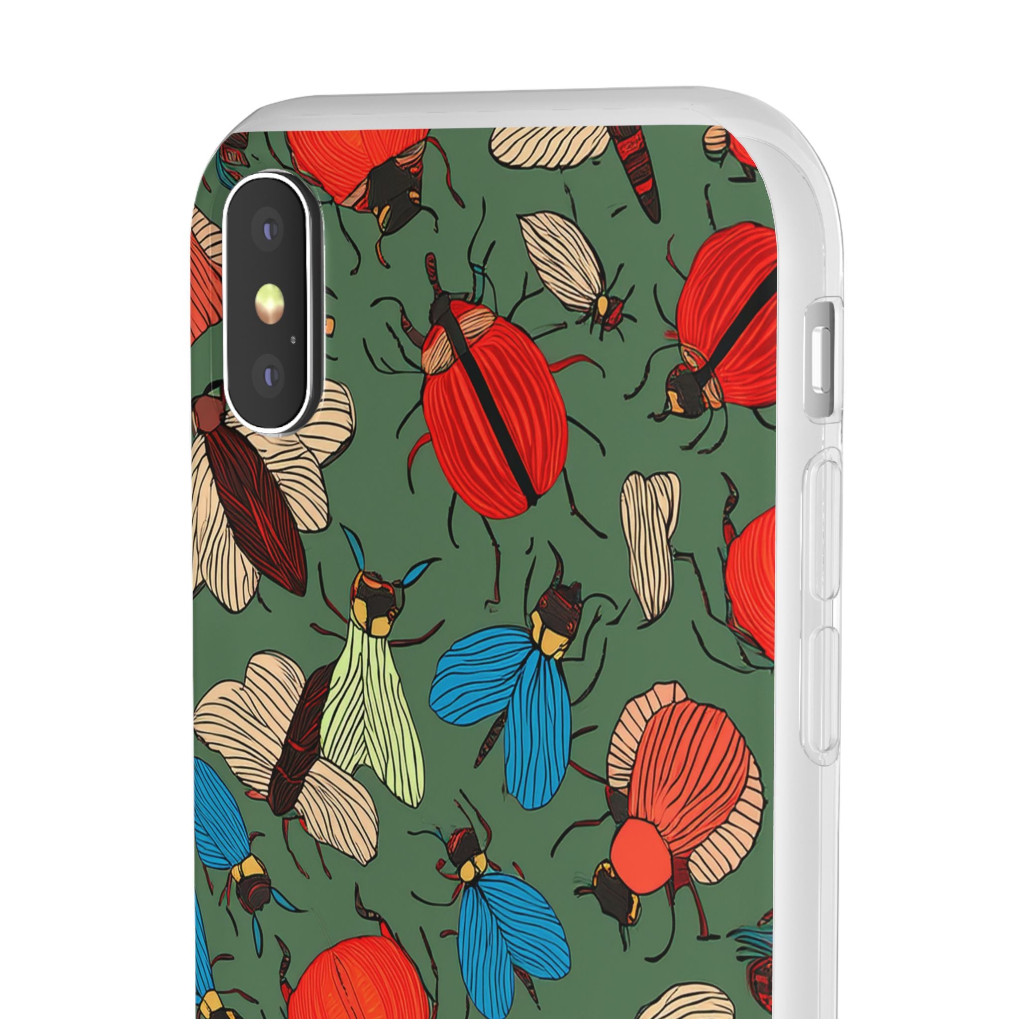 Bug Pattern Phone Case — Colorful Beetles & Flies Design