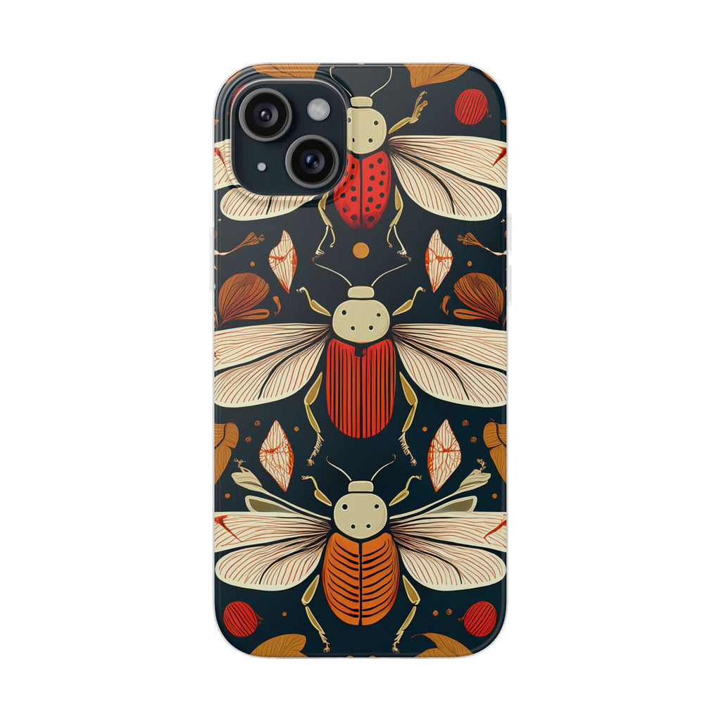 Bug Pattern Phone Case — Vintage Floral Firefly Design