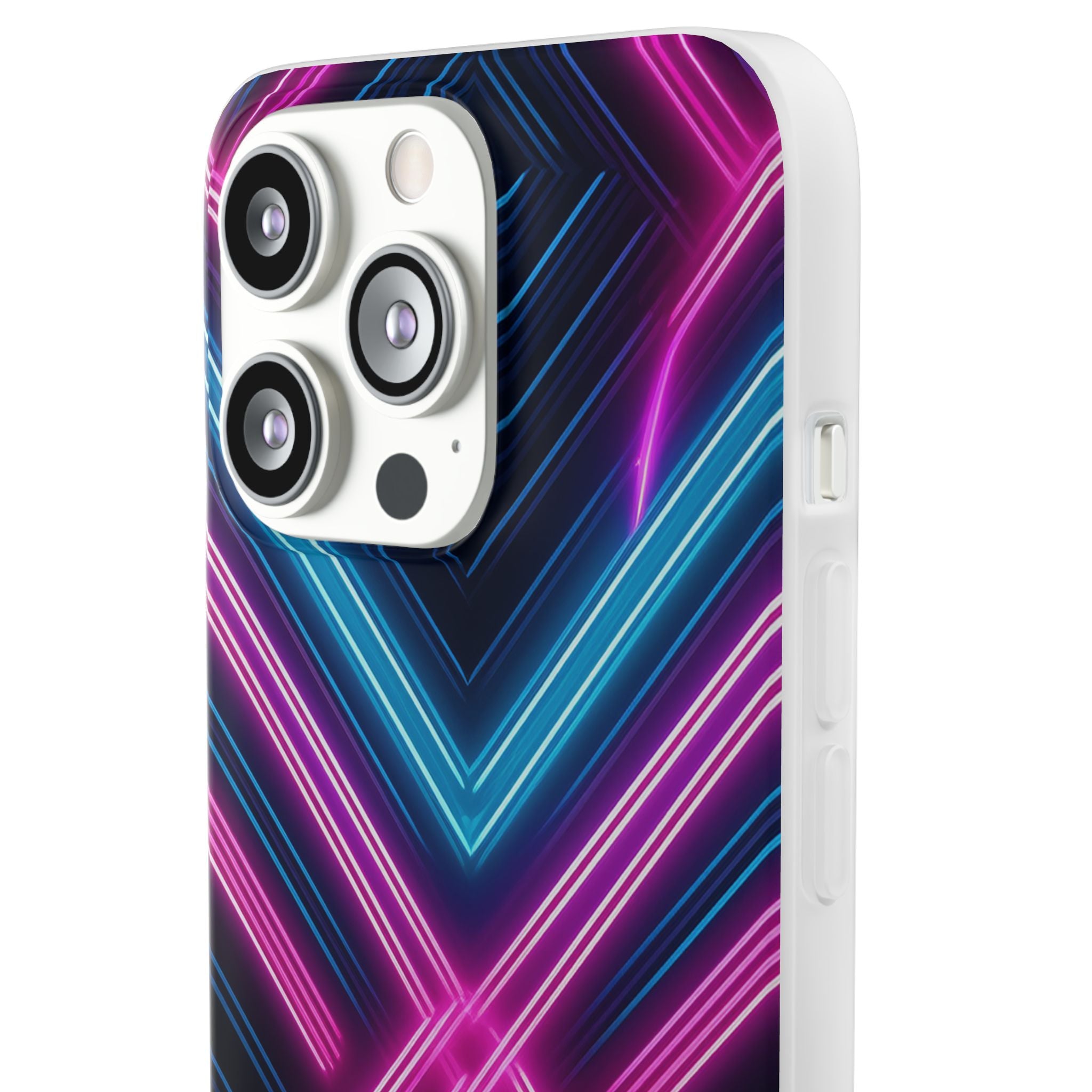 Neon Geometric Phone Case – Retro Vibes Blue & Pink Flexi Case