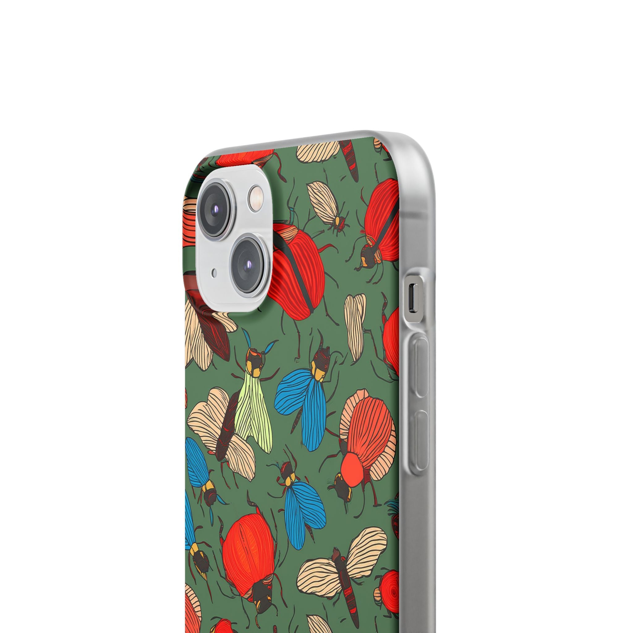 Bug Pattern Phone Case — Colorful Beetles & Flies Design